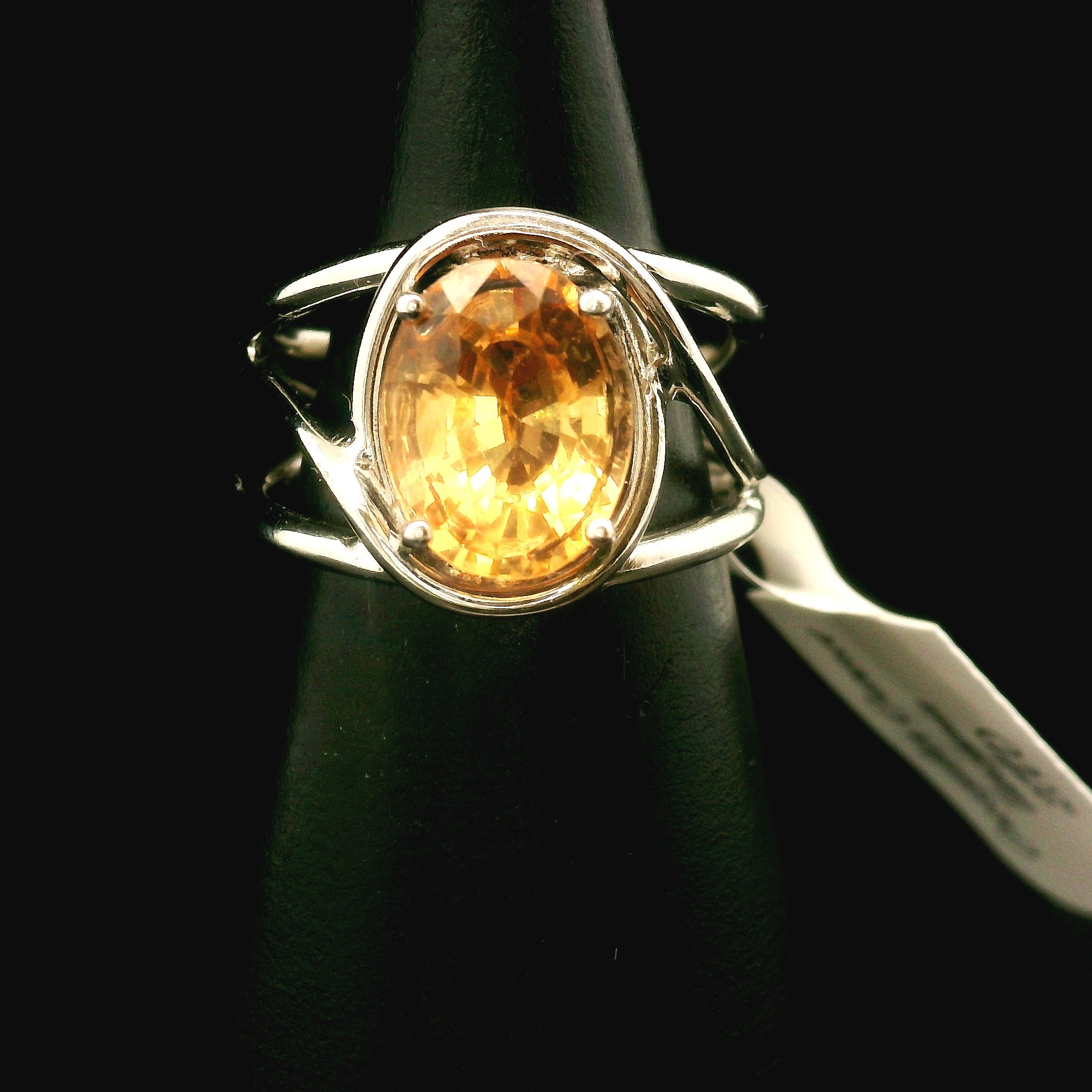 Honey Grossular Garnet Cuff Ring .925 Silver for Health and Strength