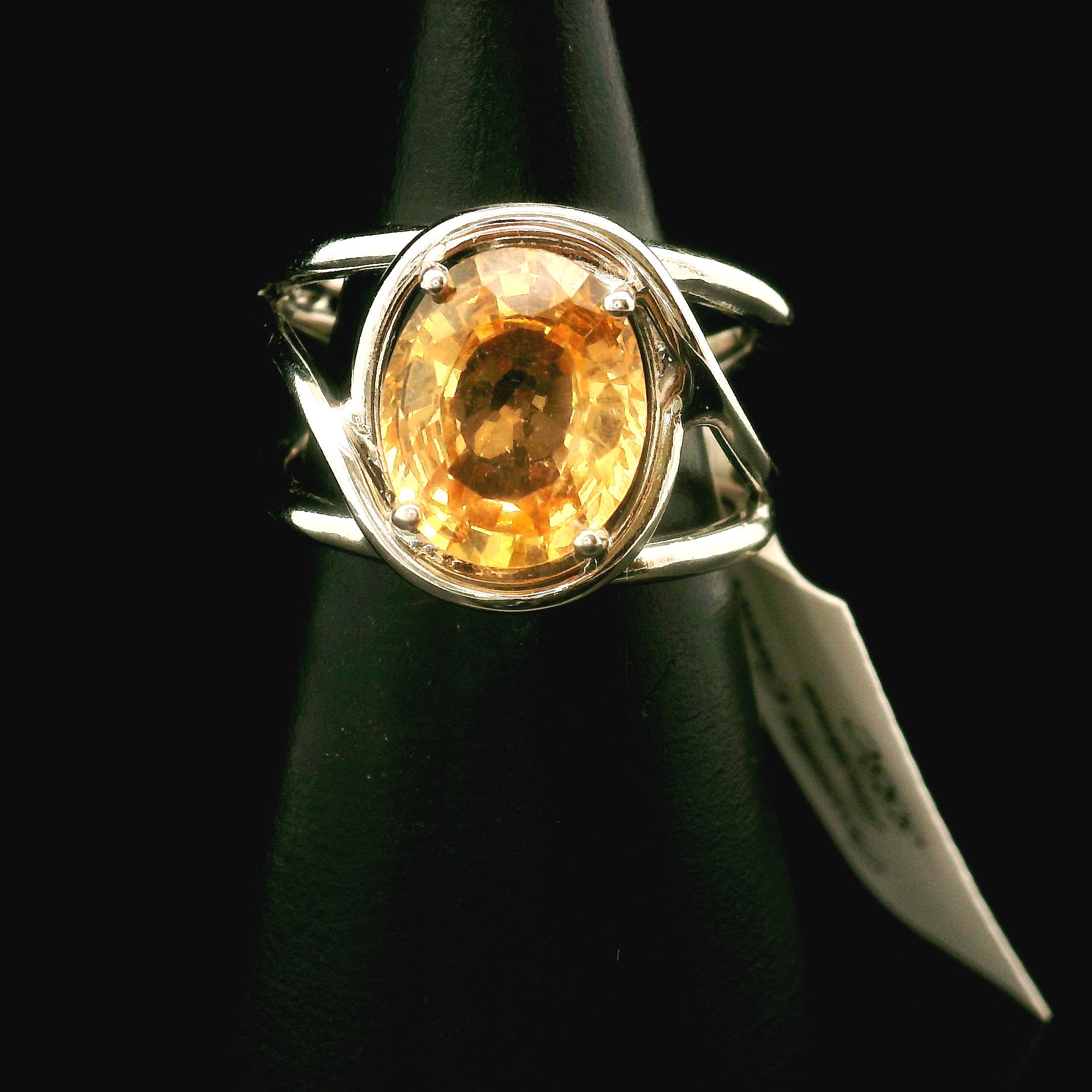 Honey Grossular Garnet Cuff Ring .925 Silver for Health and Strength