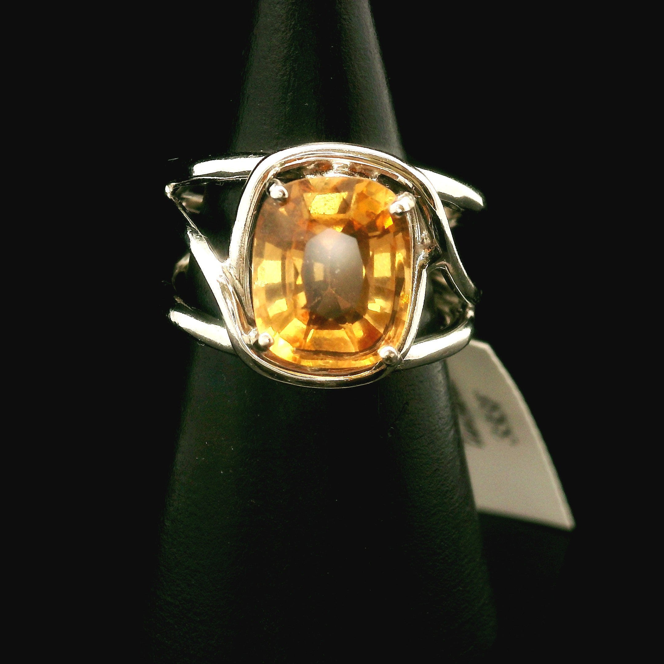 Honey Grossular Garnet Cuff Ring .925 Silver for Health and Strength