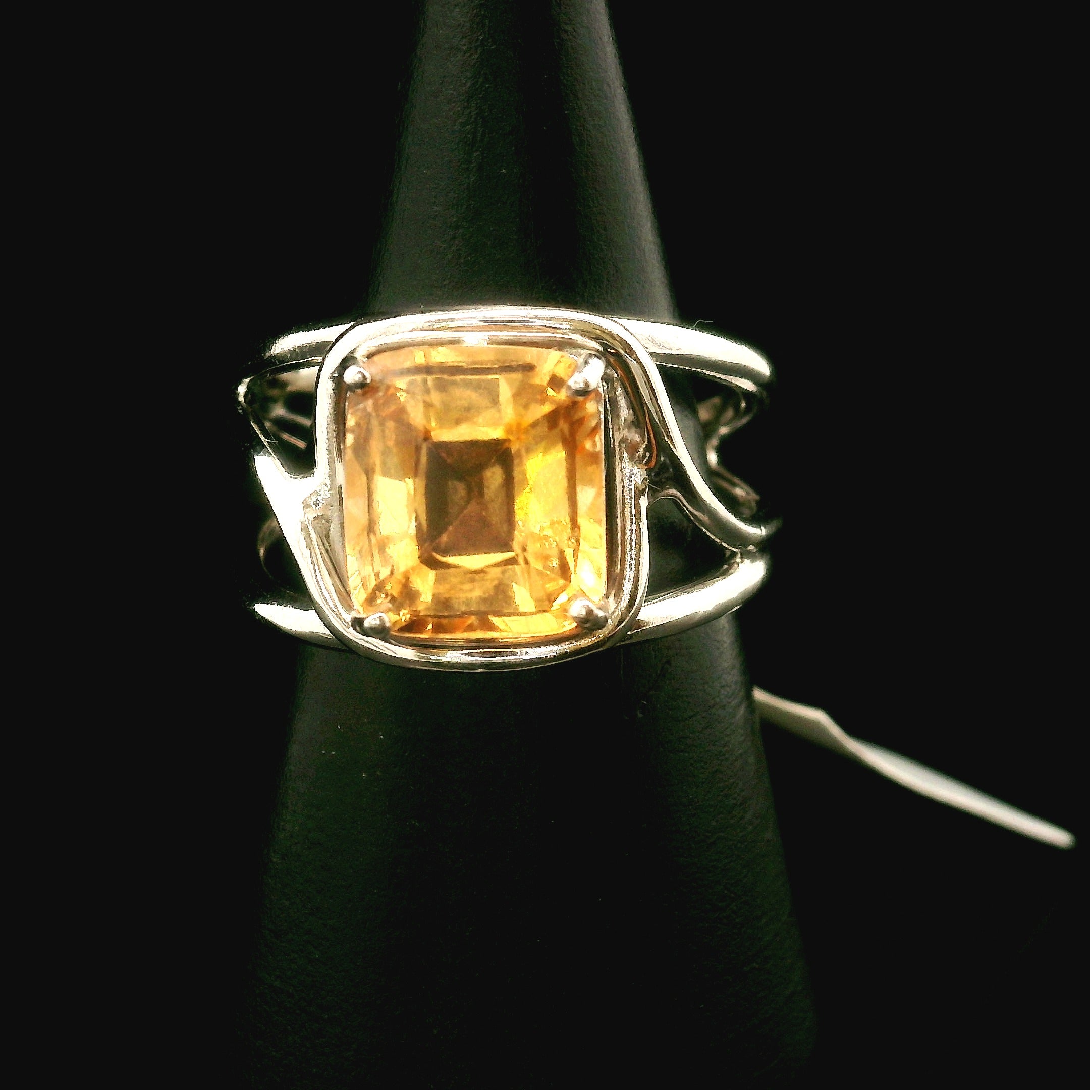 Honey Grossular Garnet Cuff Ring .925 Silver for Health and Strength