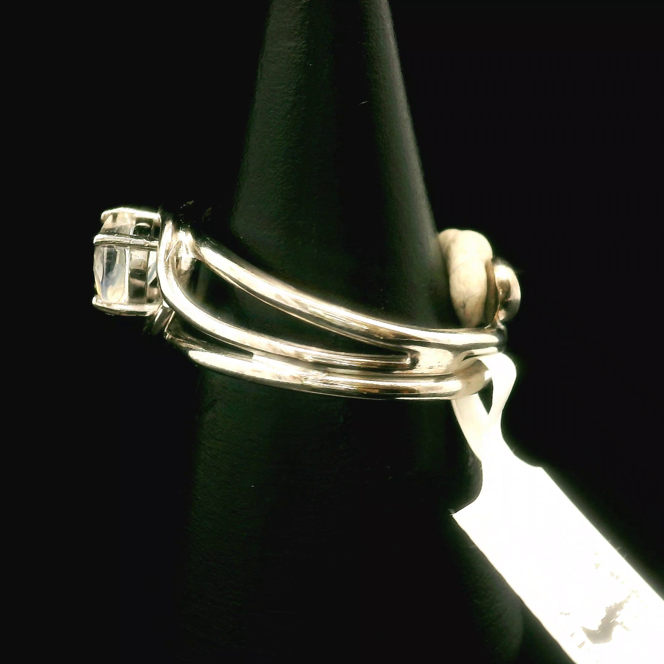 Moonstone Midi Heart Cuff Ring .925 Silver for New Beginnings, Protection and Manifestation