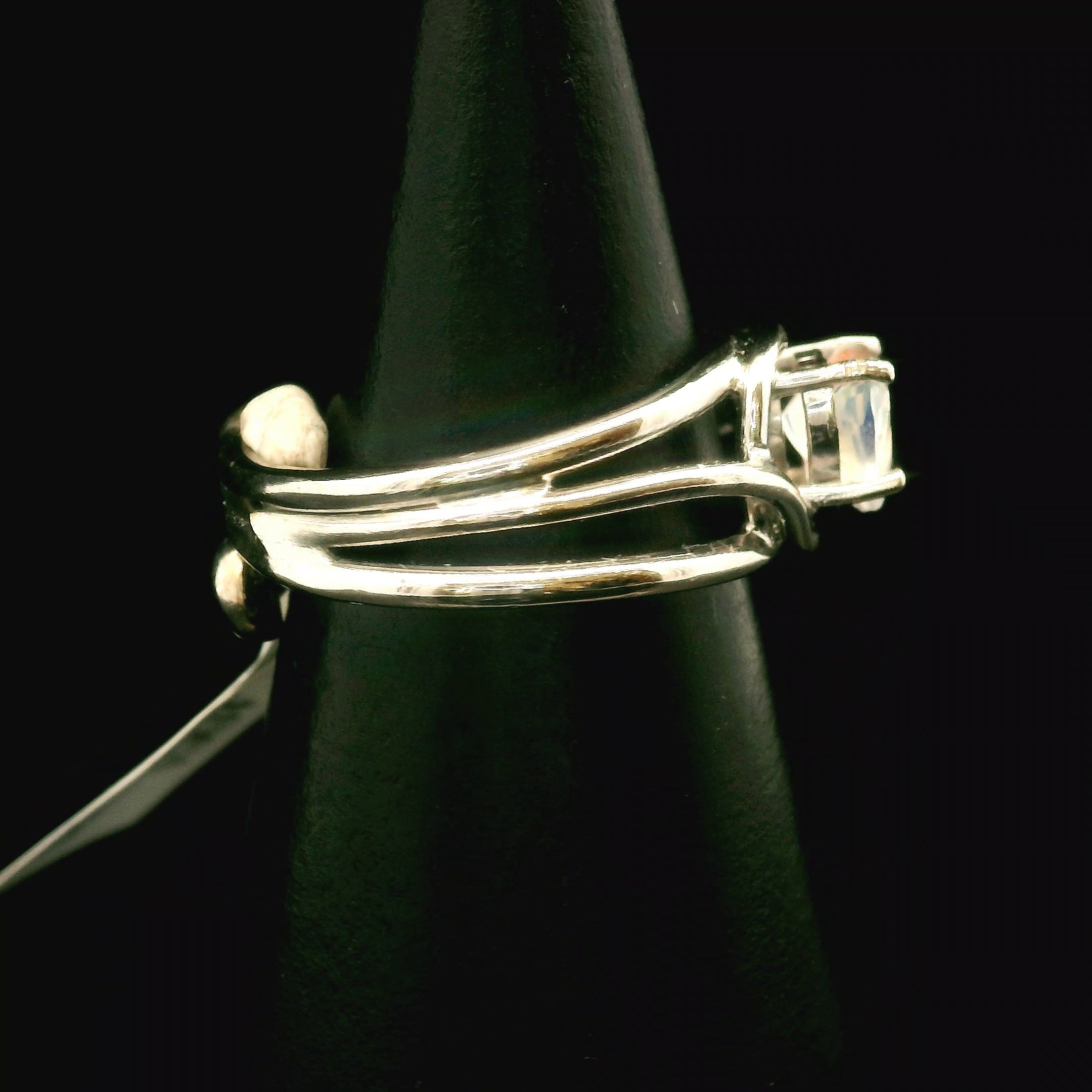 Moonstone Midi Heart Cuff Ring .925 Silver for New Beginnings, Protection and Manifestation