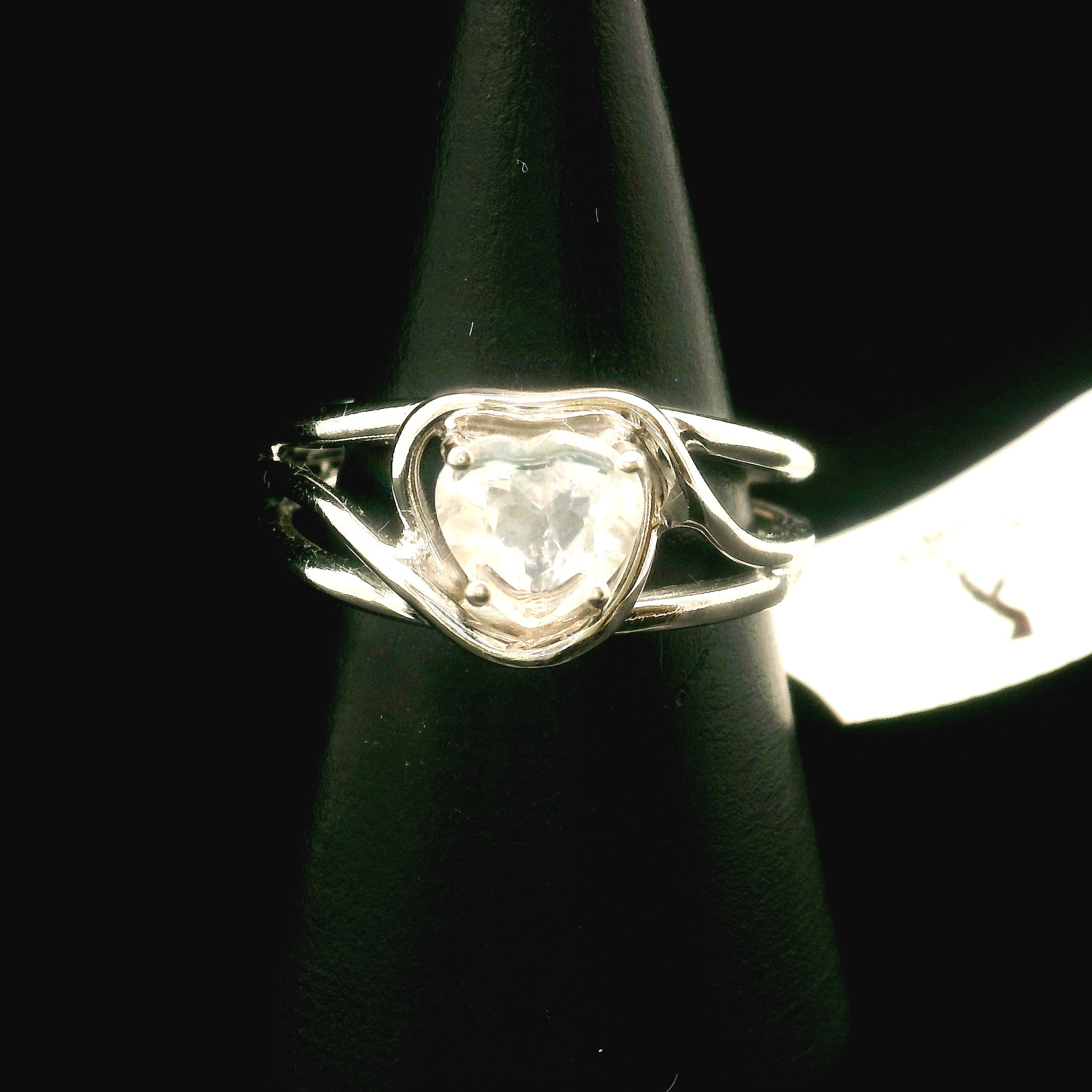 Moonstone Midi Heart Cuff Ring .925 Silver for New Beginnings, Protection and Manifestation