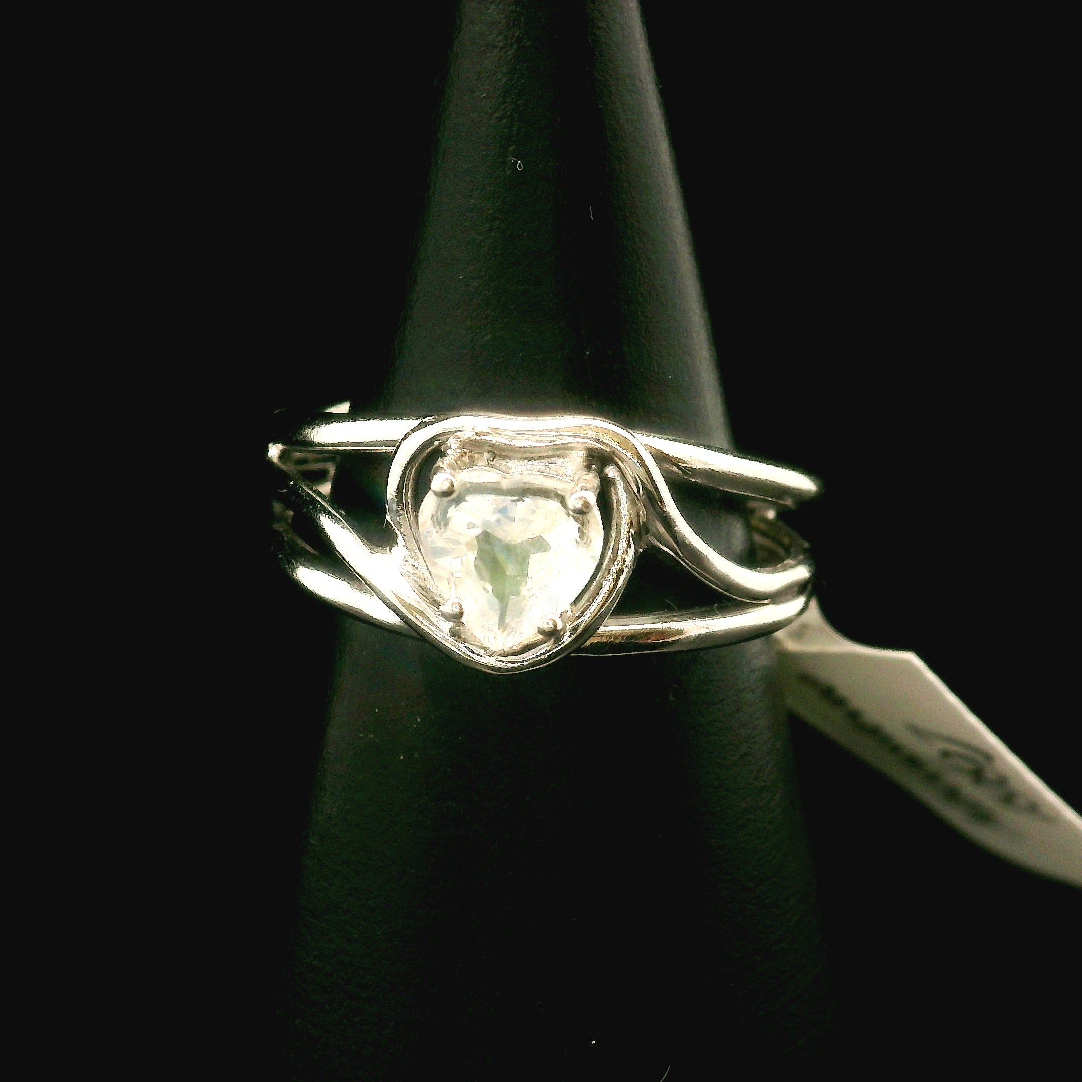 Moonstone Midi Heart Cuff Ring .925 Silver for New Beginnings, Protection and Manifestation