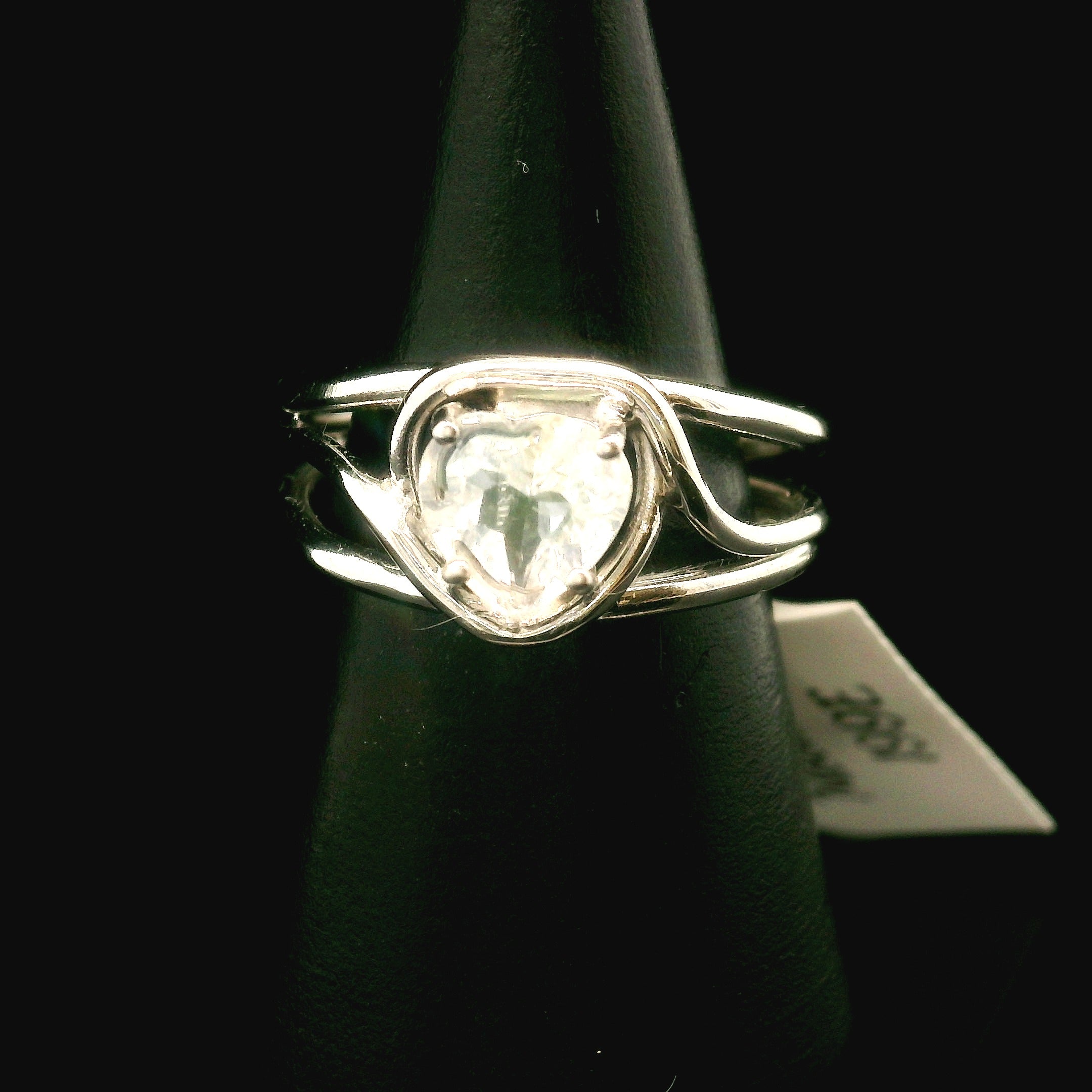 Moonstone Midi Heart Cuff Ring .925 Silver for New Beginnings, Protection and Manifestation