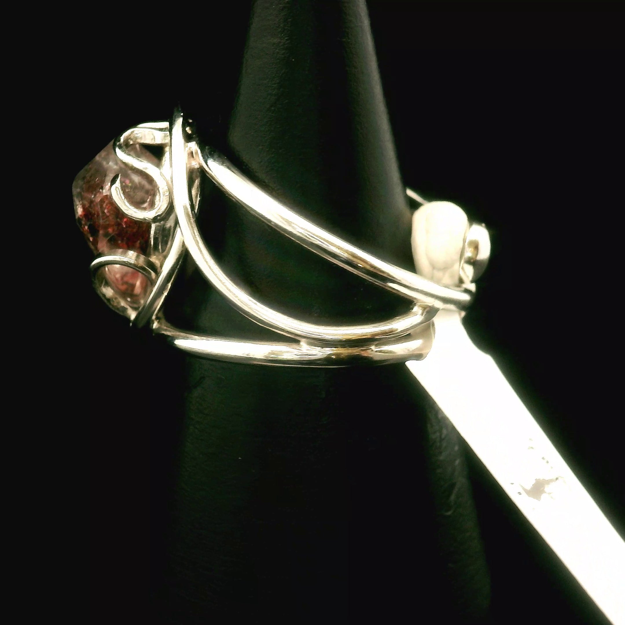 Lepidocrocite Phantom in Quartz DT Ring Cuff .925 Silver for Harmonizing Relationships and Emotional Healing