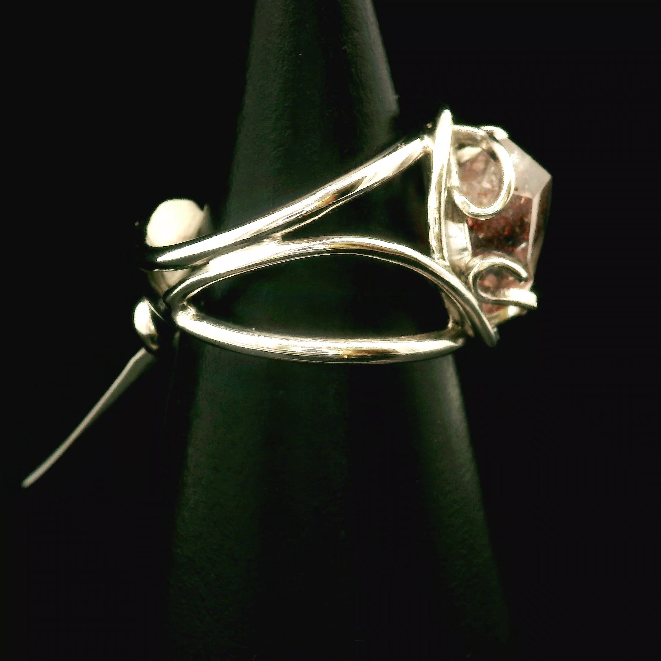 Lepidocrocite Phantom in Quartz DT Ring Cuff .925 Silver for Harmonizing Relationships and Emotional Healing