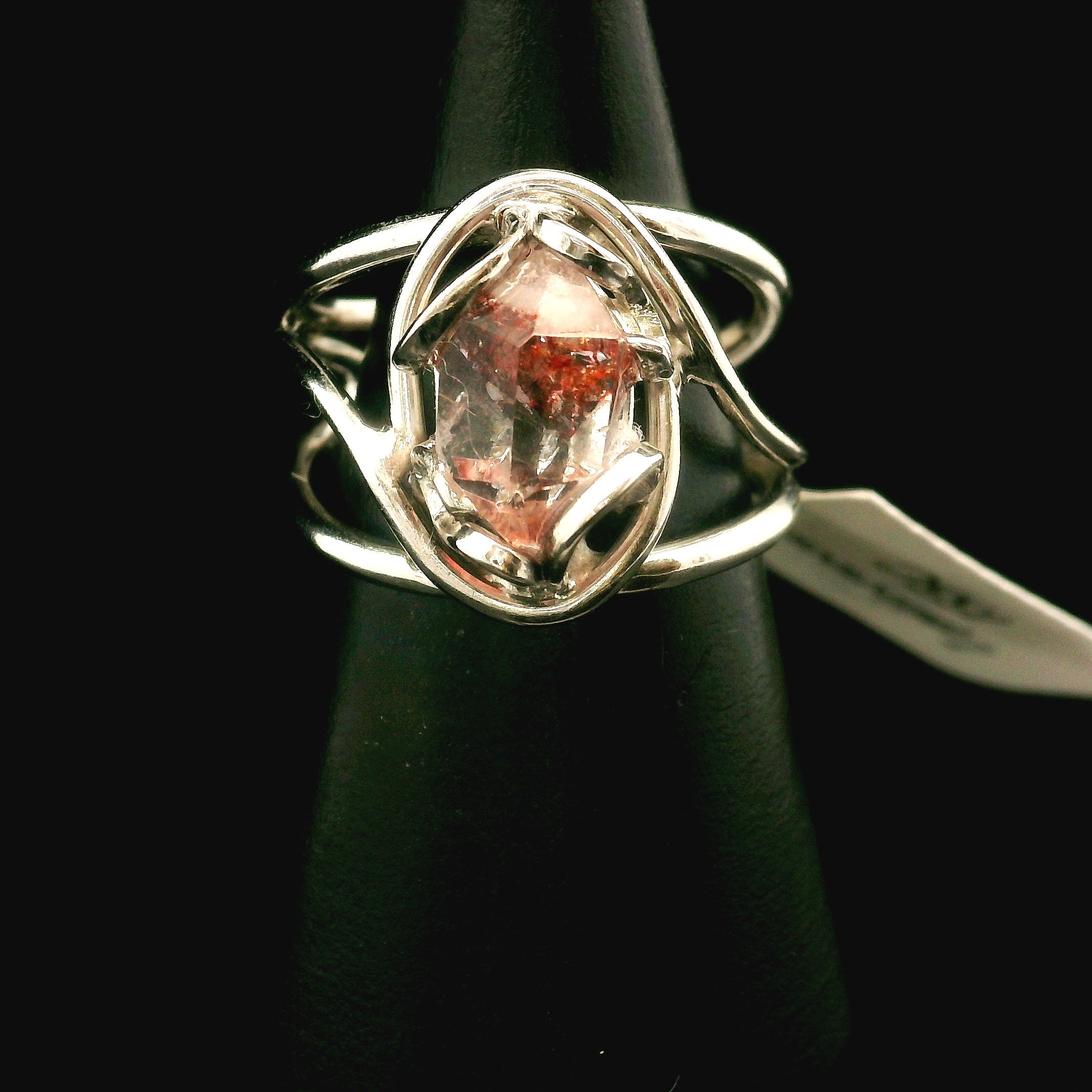 Lepidocrocite Phantom in Quartz DT Ring Cuff .925 Silver for Harmonizing Relationships and Emotional Healing
