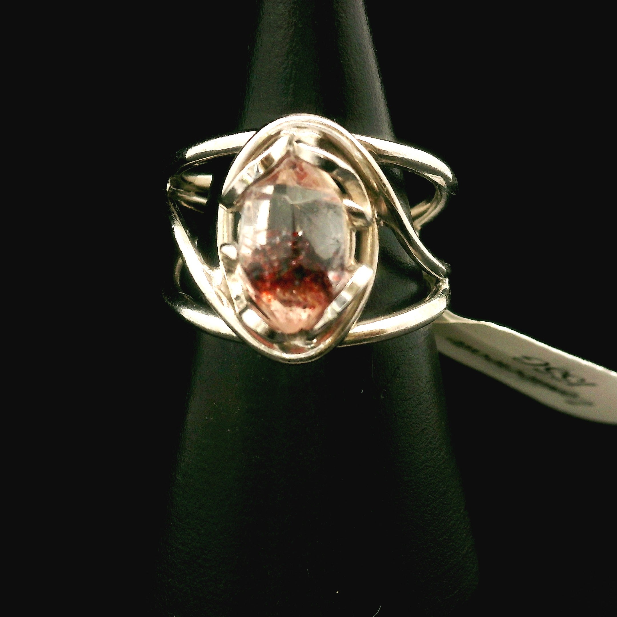 Lepidocrocite Phantom in Quartz DT Ring Cuff .925 Silver for Harmonizing Relationships and Emotional Healing
