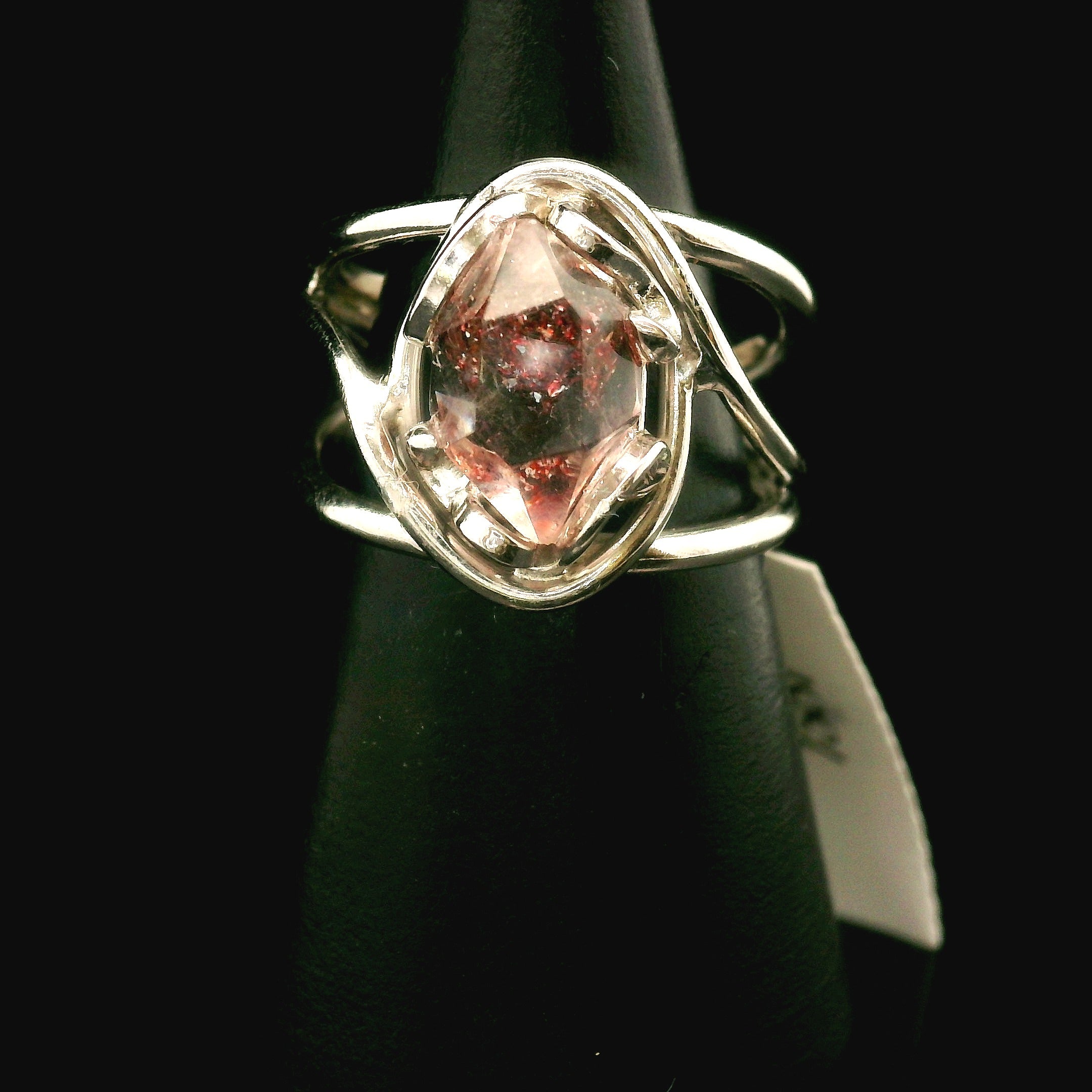 Lepidocrocite Phantom in Quartz DT Ring Cuff .925 Silver for Harmonizing Relationships and Emotional Healing