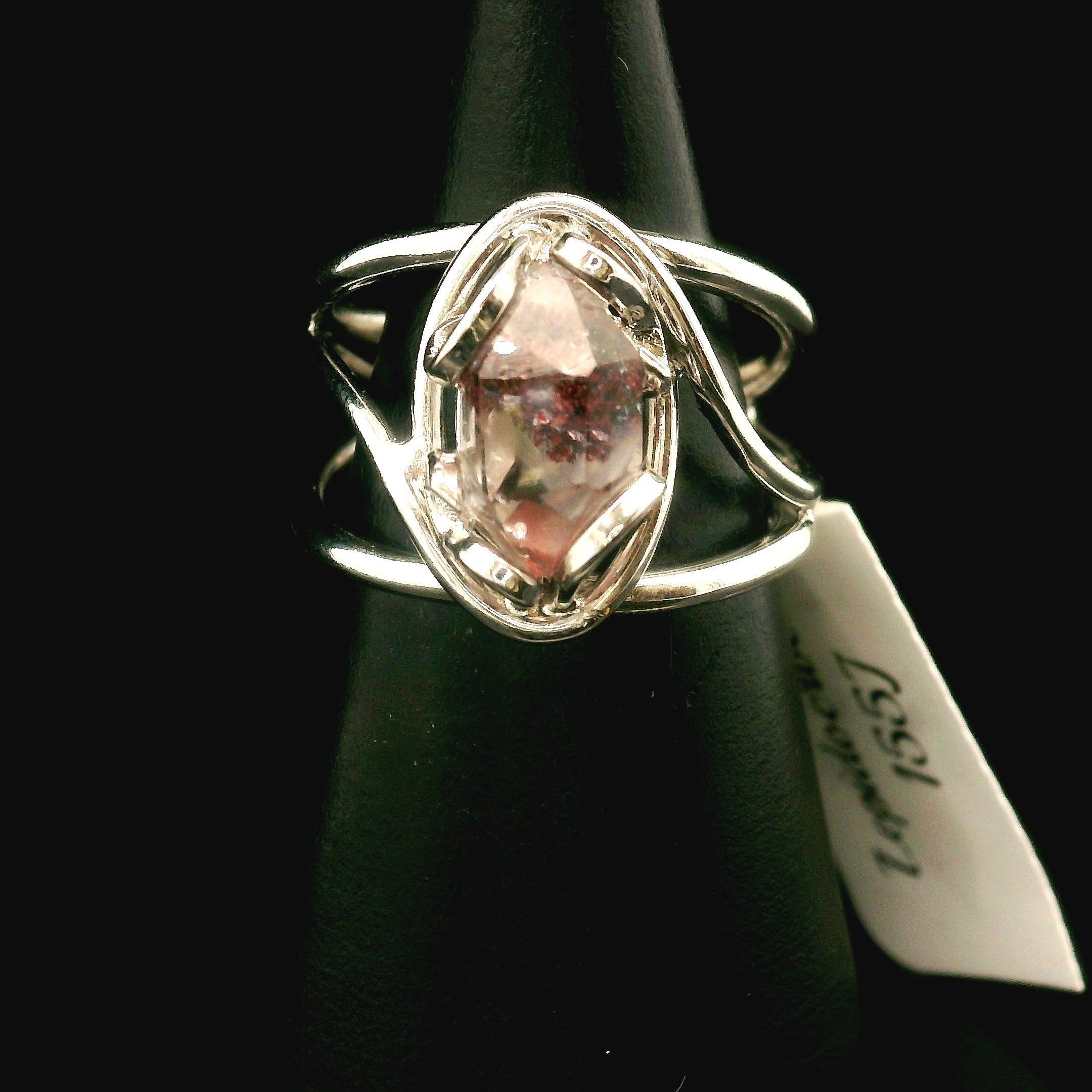 Lepidocrocite Phantom in Quartz DT Ring Cuff .925 Silver for Harmonizing Relationships and Emotional Healing