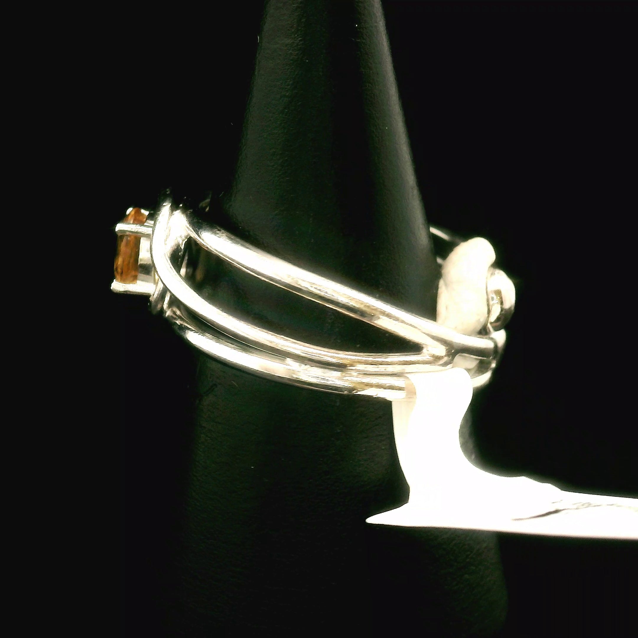 Dolomite Cuff Ring 925 Silver for Chakra Alignment and Energy Cleansing