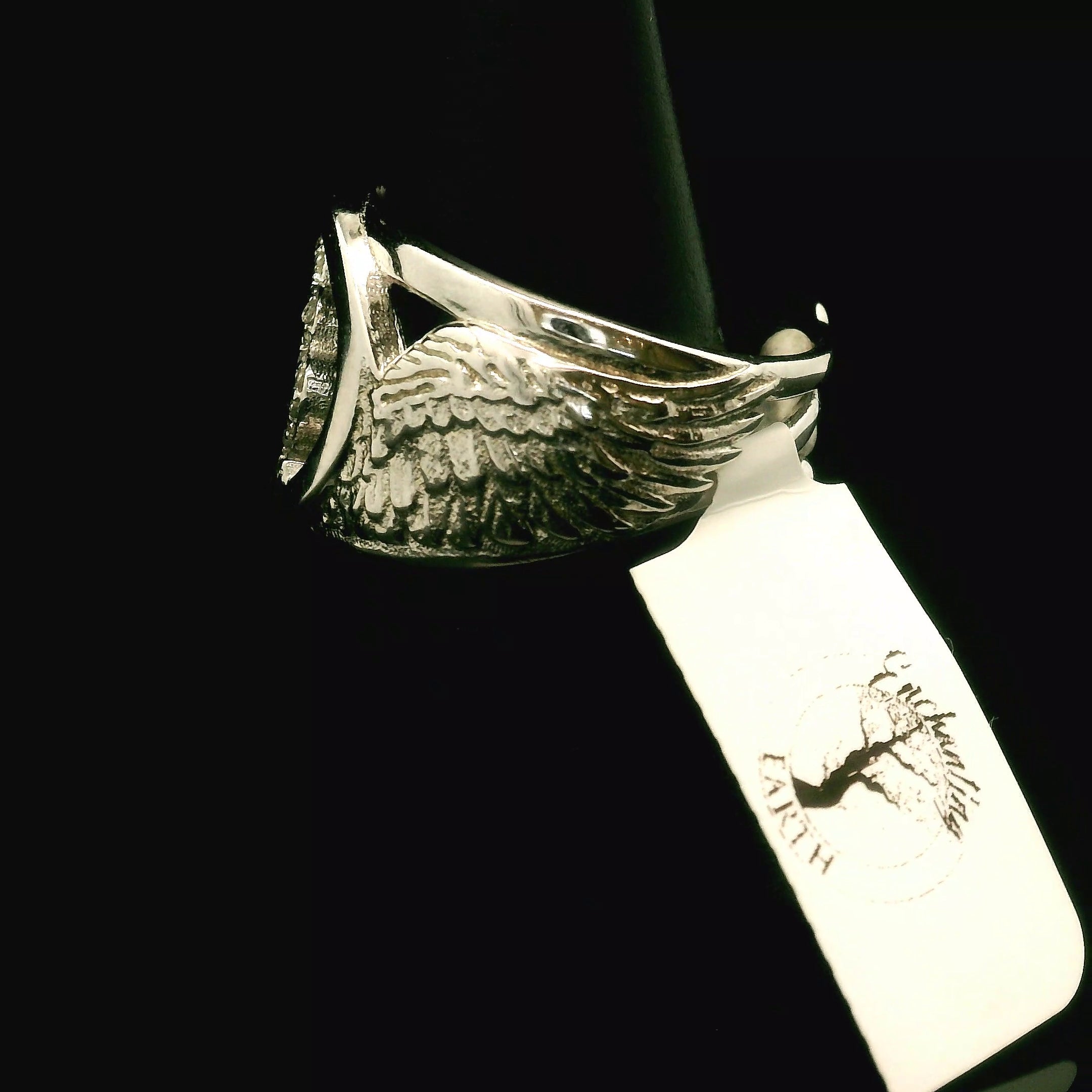 Angel Codes Cuff Ring With Lab Created Moissanite .925 Silver for Connecting with Angels, Divine Guidance, Manifestation and Protection