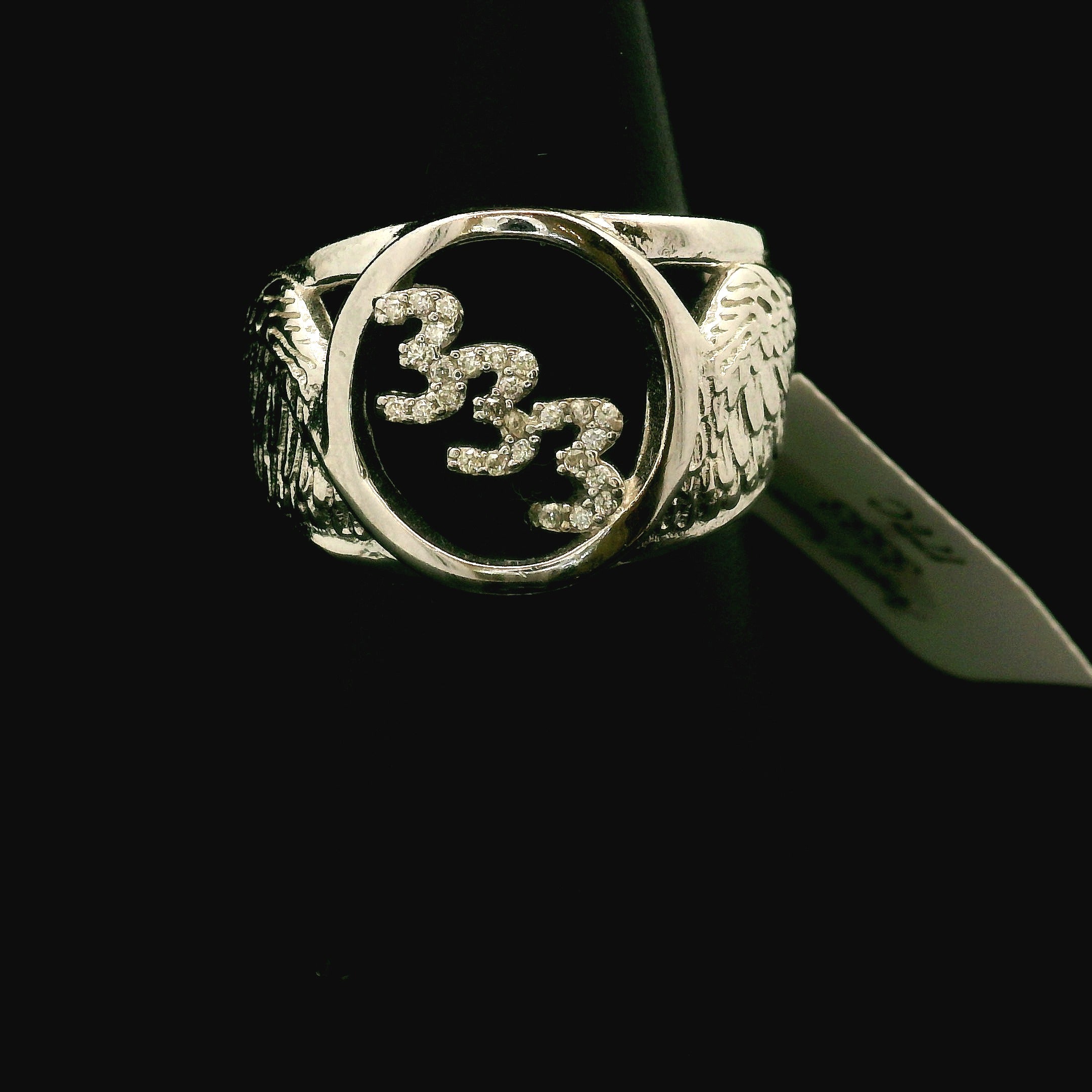 Angel Codes Cuff Ring With Lab Created Moissanite .925 Silver for Connecting with Angels, Divine Guidance, Manifestation and Protection
