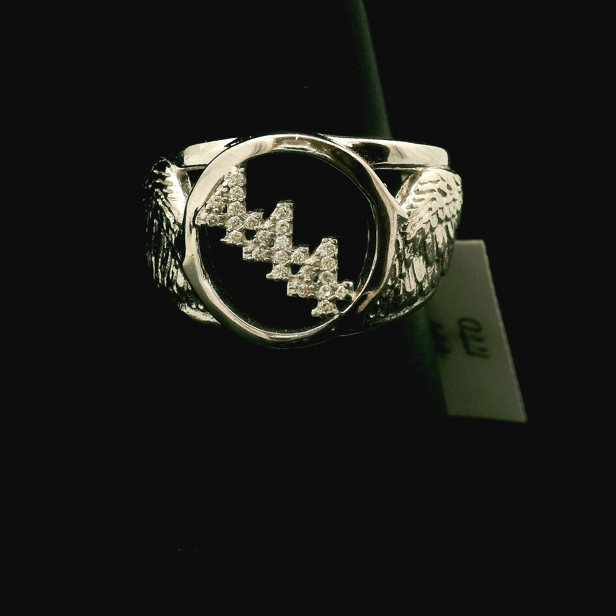 Angel Codes Cuff Ring With Lab Created Moissanite .925 Silver for Connecting with Angels, Divine Guidance, Manifestation and Protection