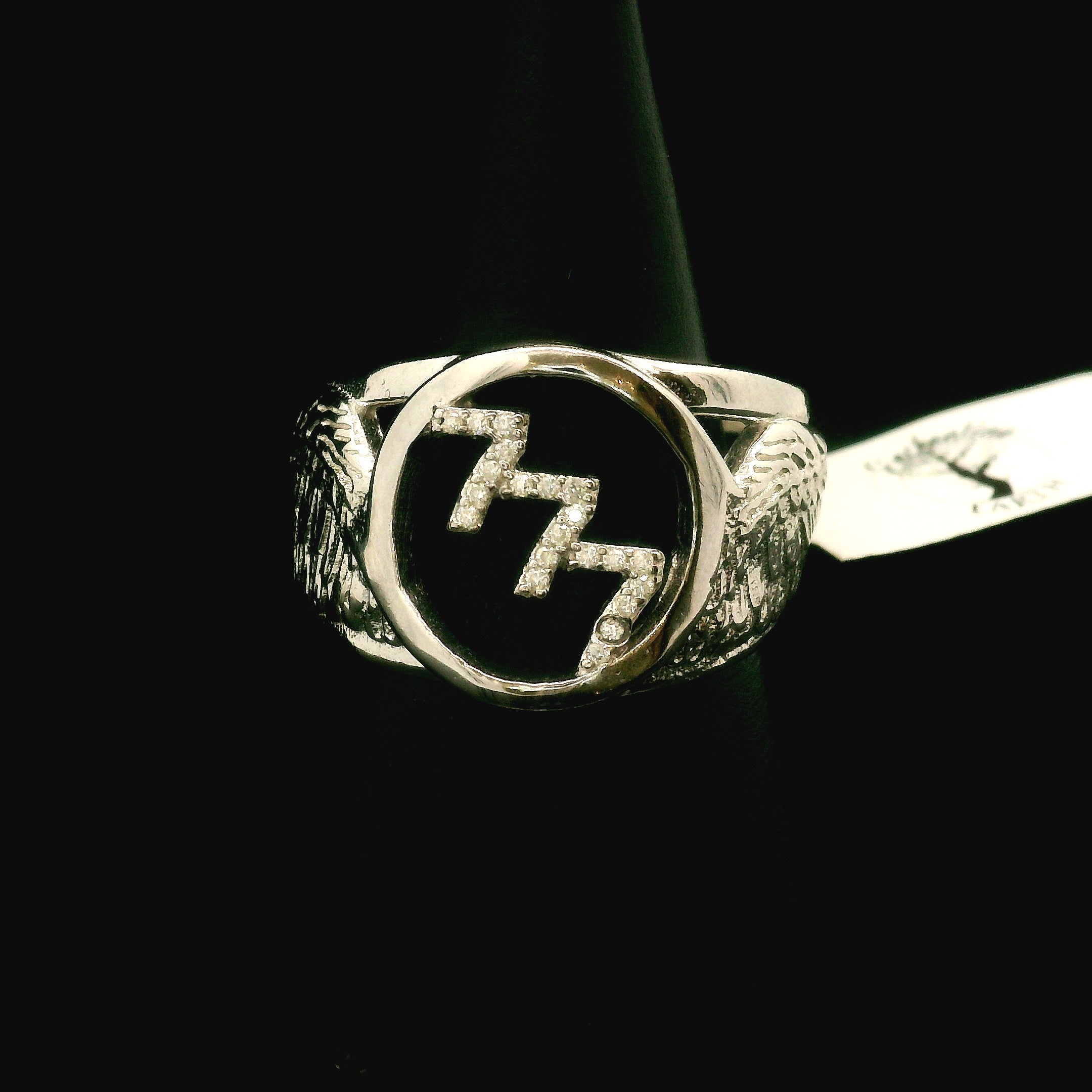 Angel Codes Cuff Ring With Lab Created Moissanite .925 Silver for Connecting with Angels, Divine Guidance, Manifestation and Protection