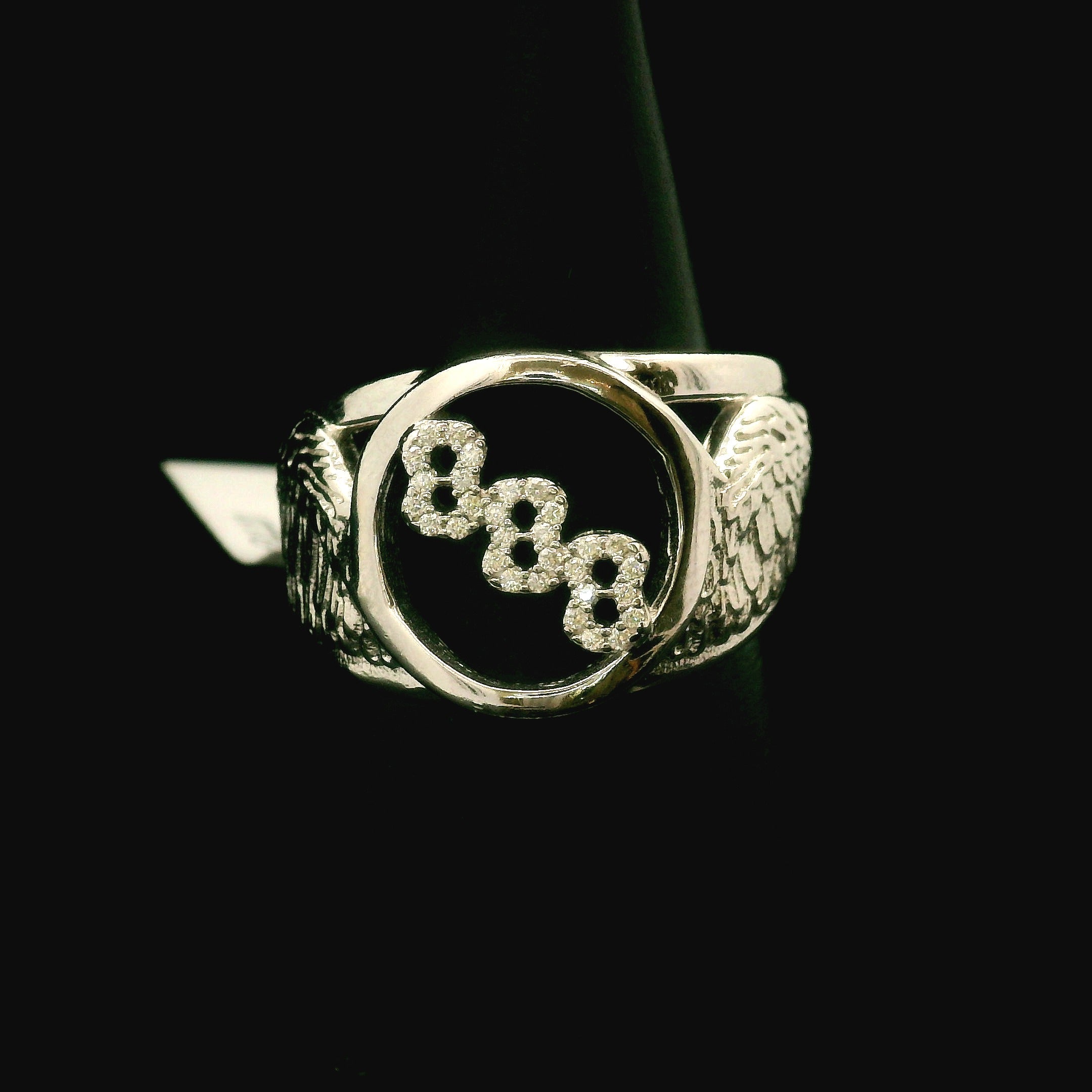 Angel Codes Cuff Ring With Lab Created Moissanite .925 Silver for Connecting with Angels, Divine Guidance, Manifestation and Protection