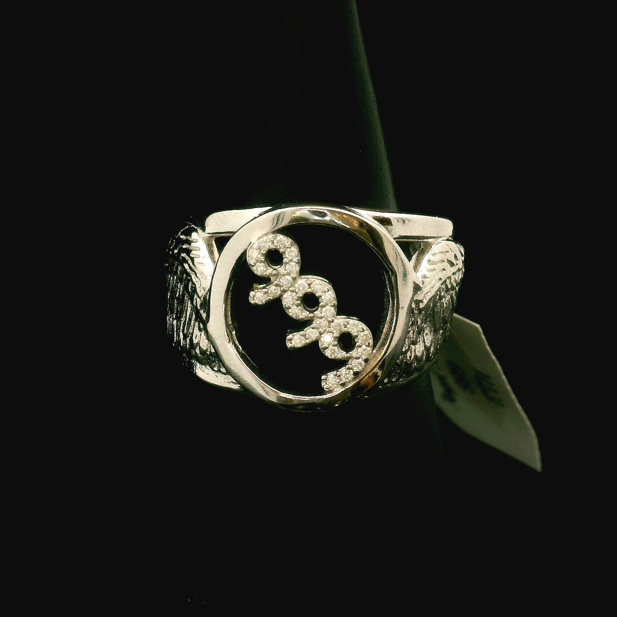 Angel Codes Cuff Ring With Lab Created Moissanite .925 Silver for Connecting with Angels, Divine Guidance, Manifestation and Protection