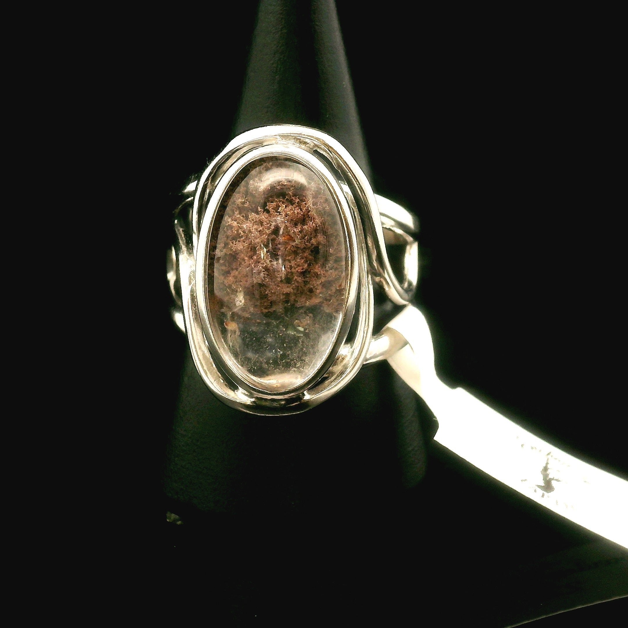 Garden Quartz Adjustable Finger Cuff Ring .925 Sterling Silver for Insight, Meditation & Shamanic Journey