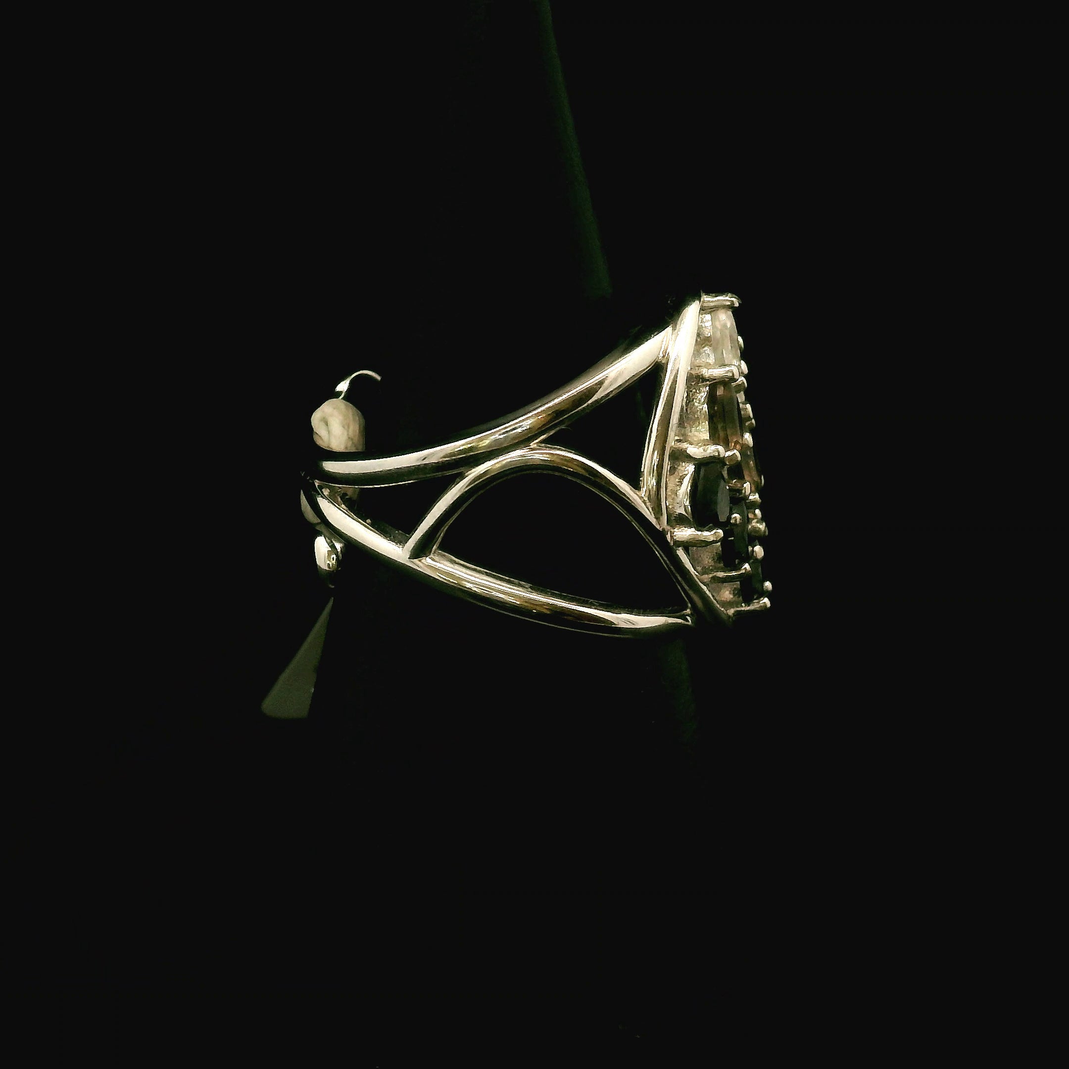 9 Stone Crystal Chandelier Cuff Ring .925 Silver for Healing, Intention Setting and Manifesting your Desires