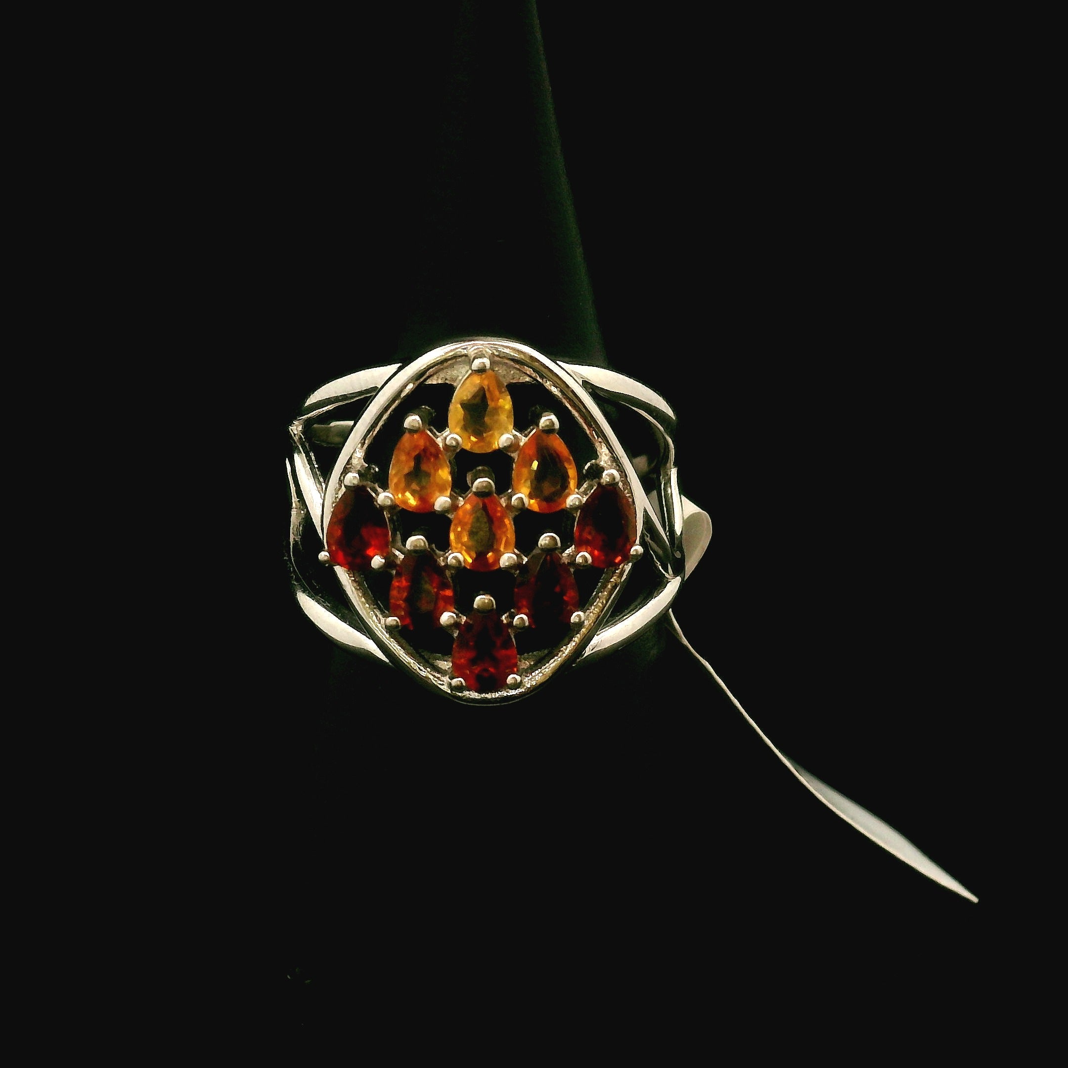 9 Stone Crystal Chandelier Cuff Ring .925 Silver for Healing, Intention Setting and Manifesting your Desires