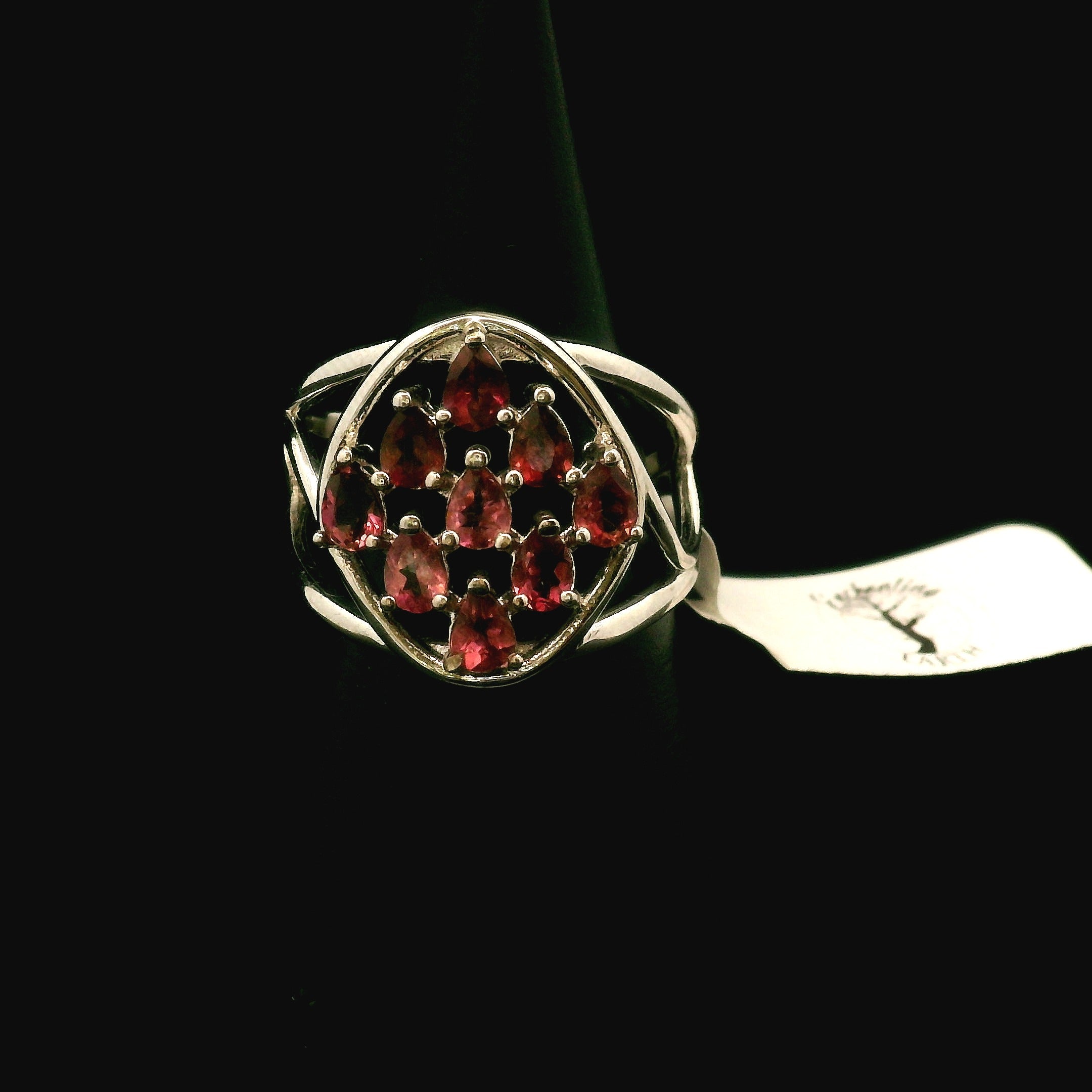 9 Stone Crystal Chandelier Cuff Ring .925 Silver for Healing, Intention Setting and Manifesting your Desires