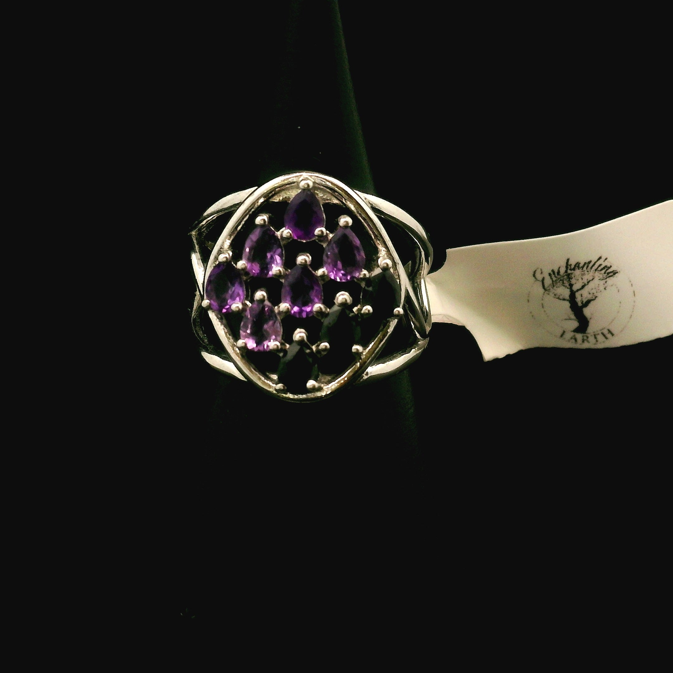 9 Stone Crystal Chandelier Cuff Ring .925 Silver for Healing, Intention Setting and Manifesting your Desires