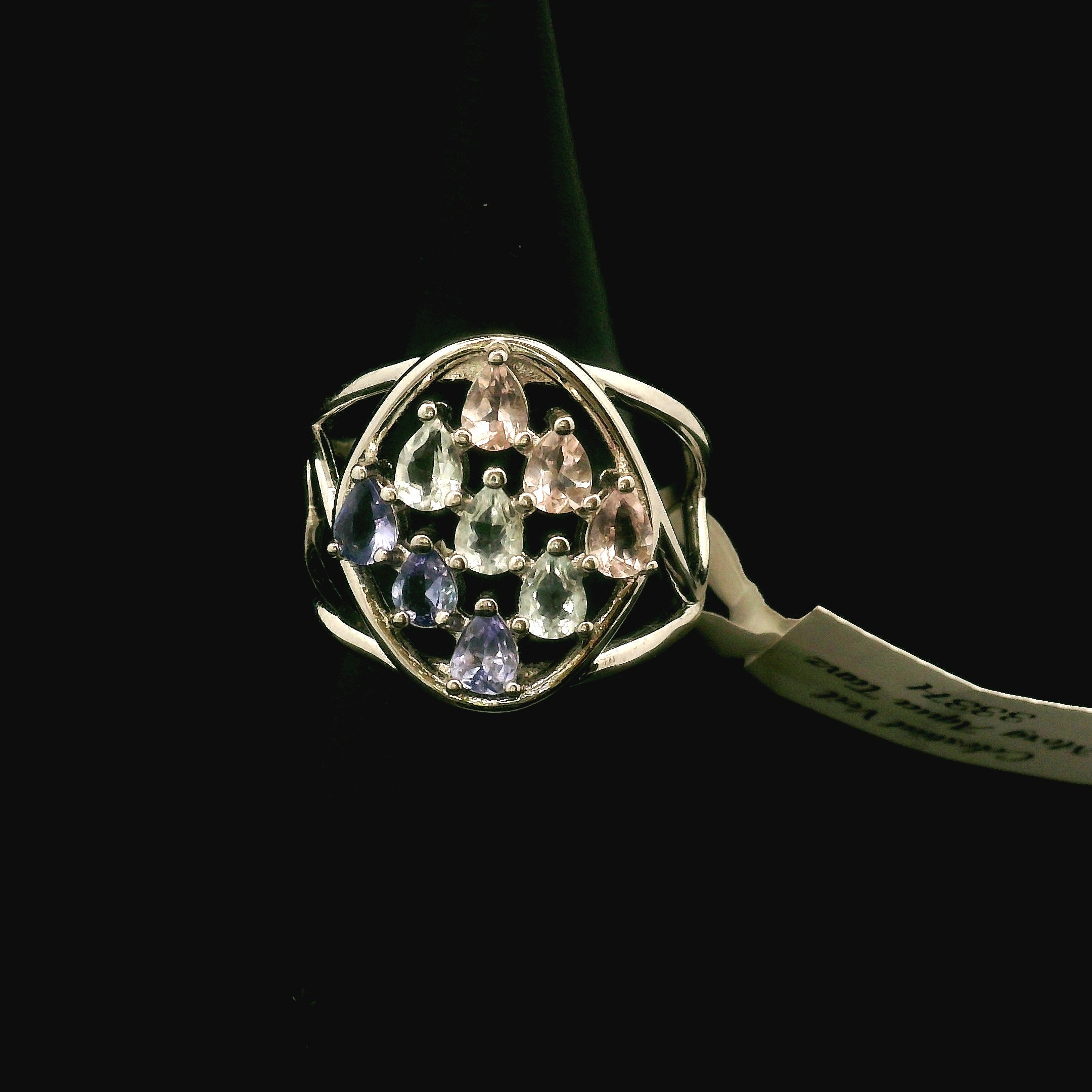 9 Stone Crystal Chandelier Cuff Ring .925 Silver for Healing, Intention Setting and Manifesting your Desires