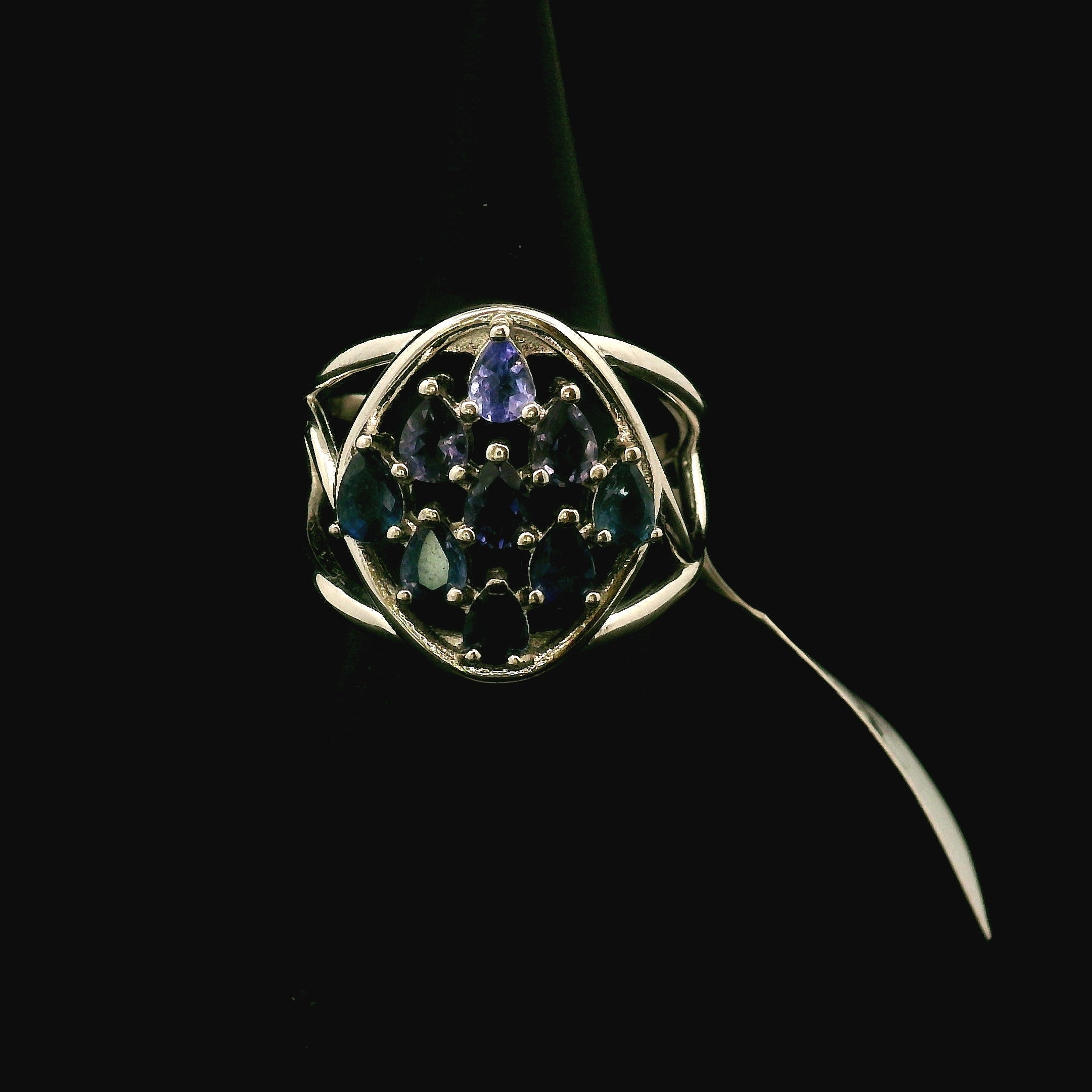 9 Stone Crystal Chandelier Cuff Ring .925 Silver for Healing, Intention Setting and Manifesting your Desires