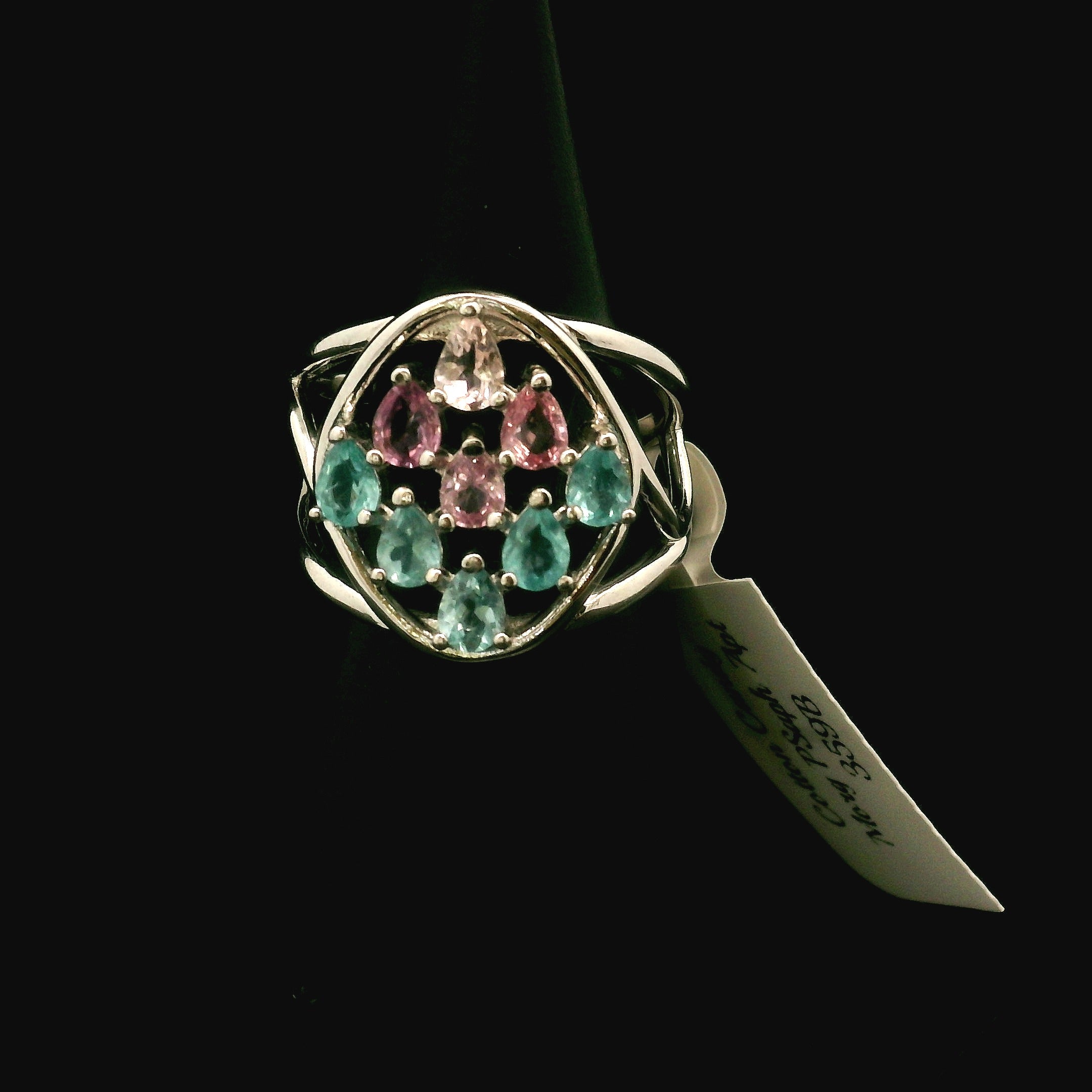 9 Stone Crystal Chandelier Cuff Ring .925 Silver for Healing, Intention Setting and Manifesting your Desires