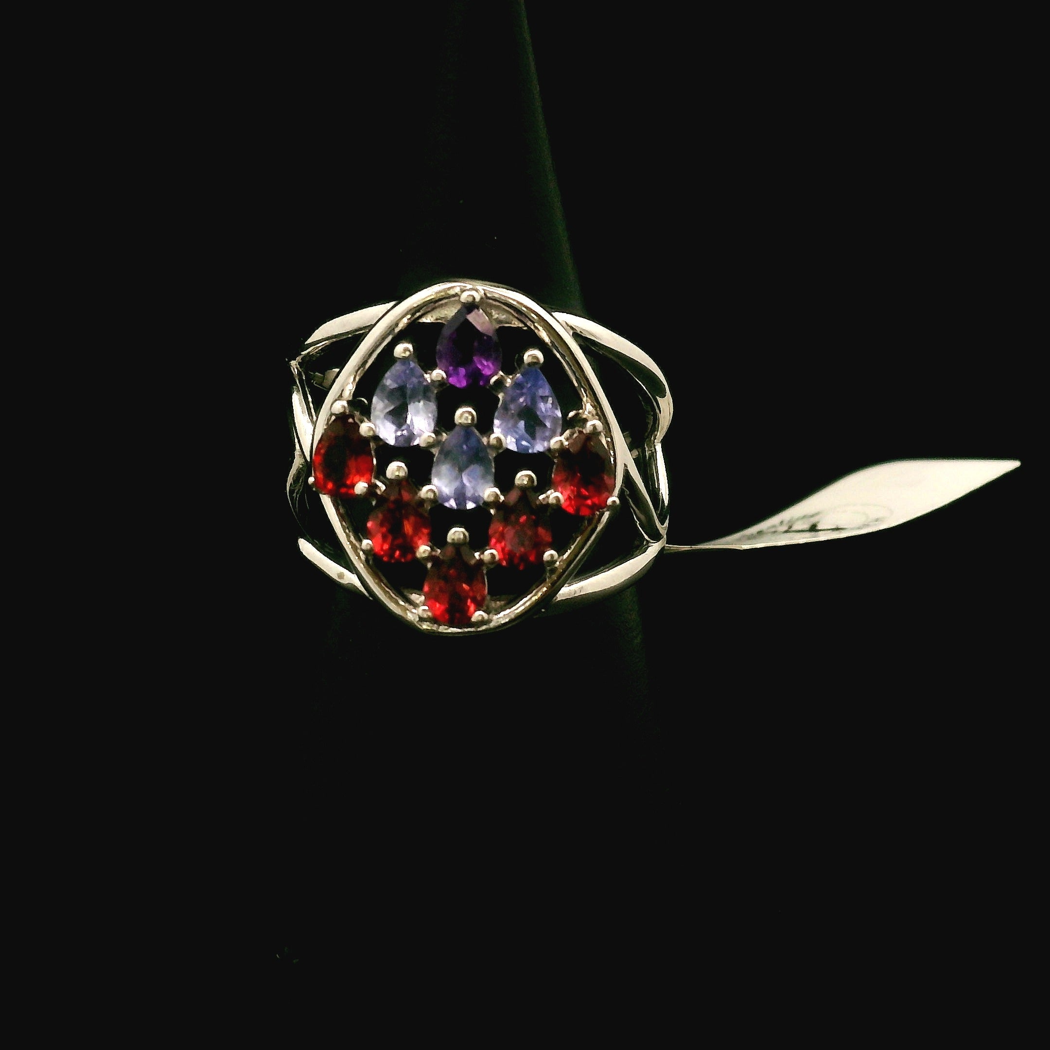 9 Stone Crystal Chandelier Cuff Ring .925 Silver for Healing, Intention Setting and Manifesting your Desires
