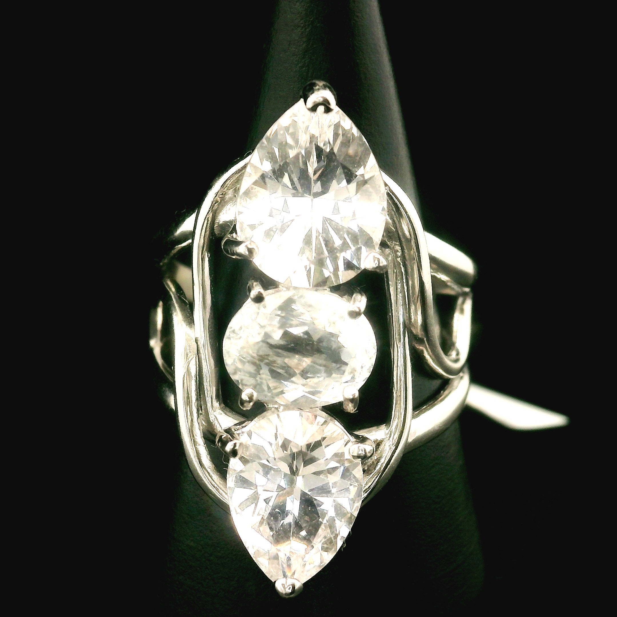 Moldavite Cuff Ring With Danburite and Phenakite .925 Silver for Creating your Dream Life