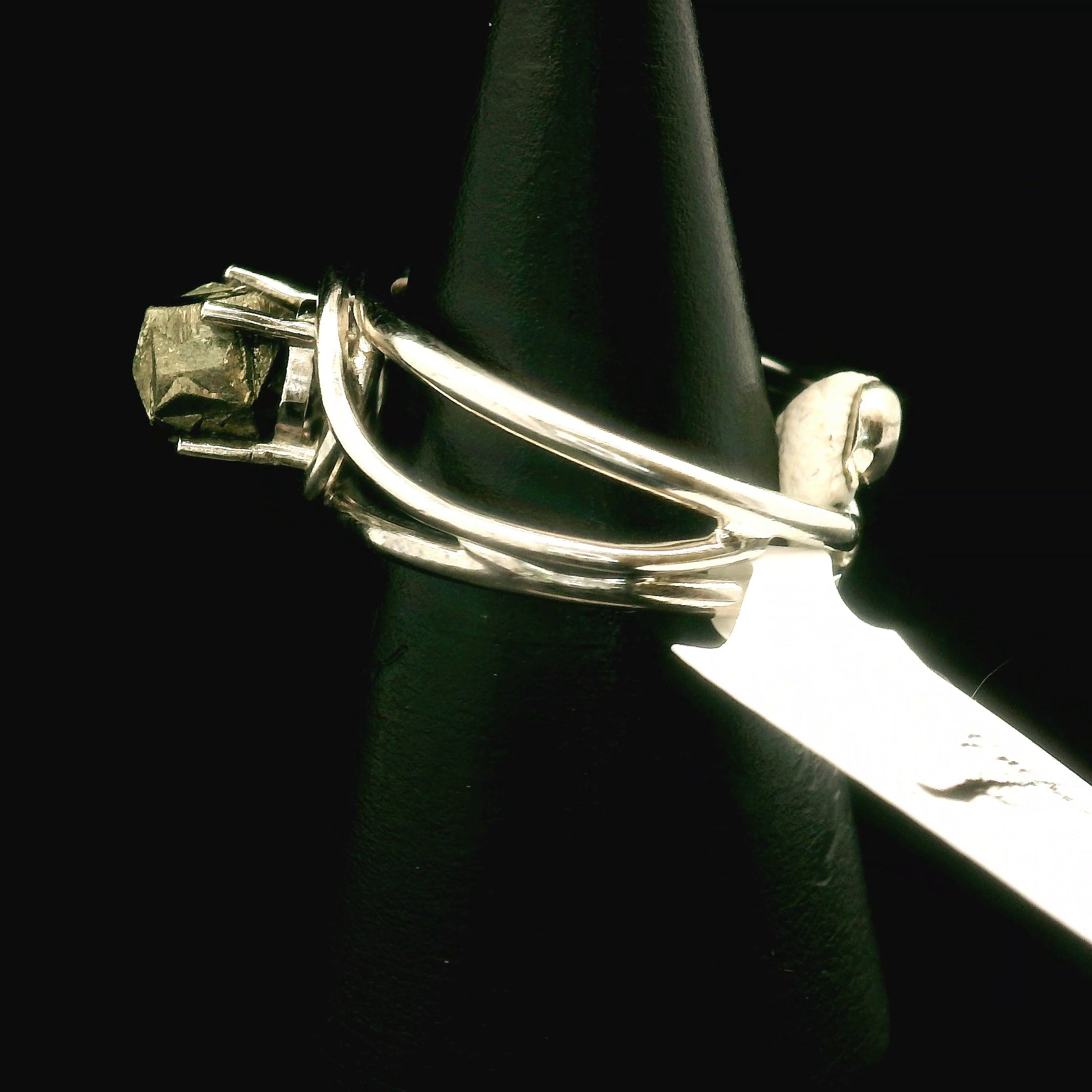 Pyrite Midi Cuff Ring .925 Silver for Luck & Manifestation