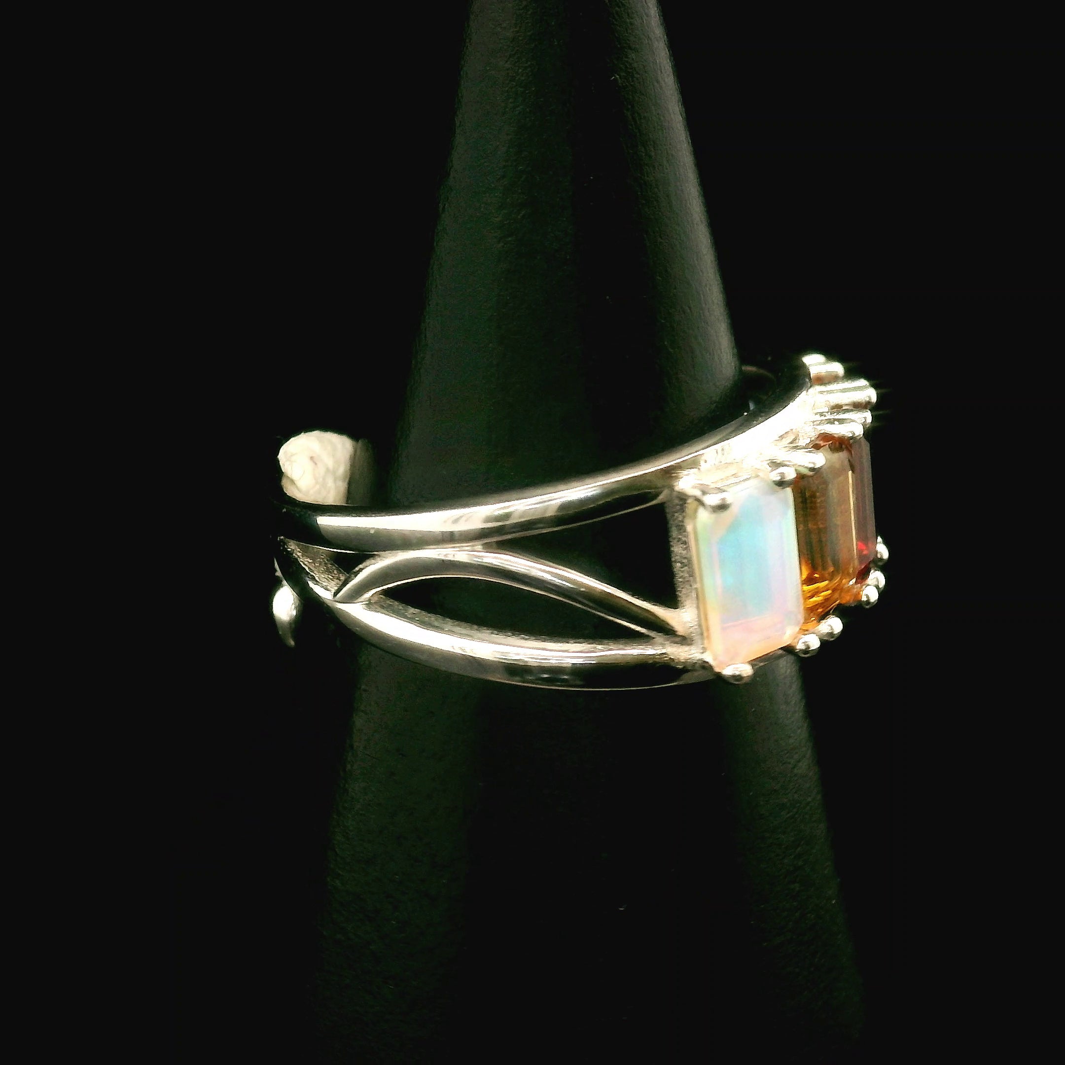 Rectangle Stacker Cuff Ring .925 Silver for Healing, Intention Setting and Manifesting your Desires