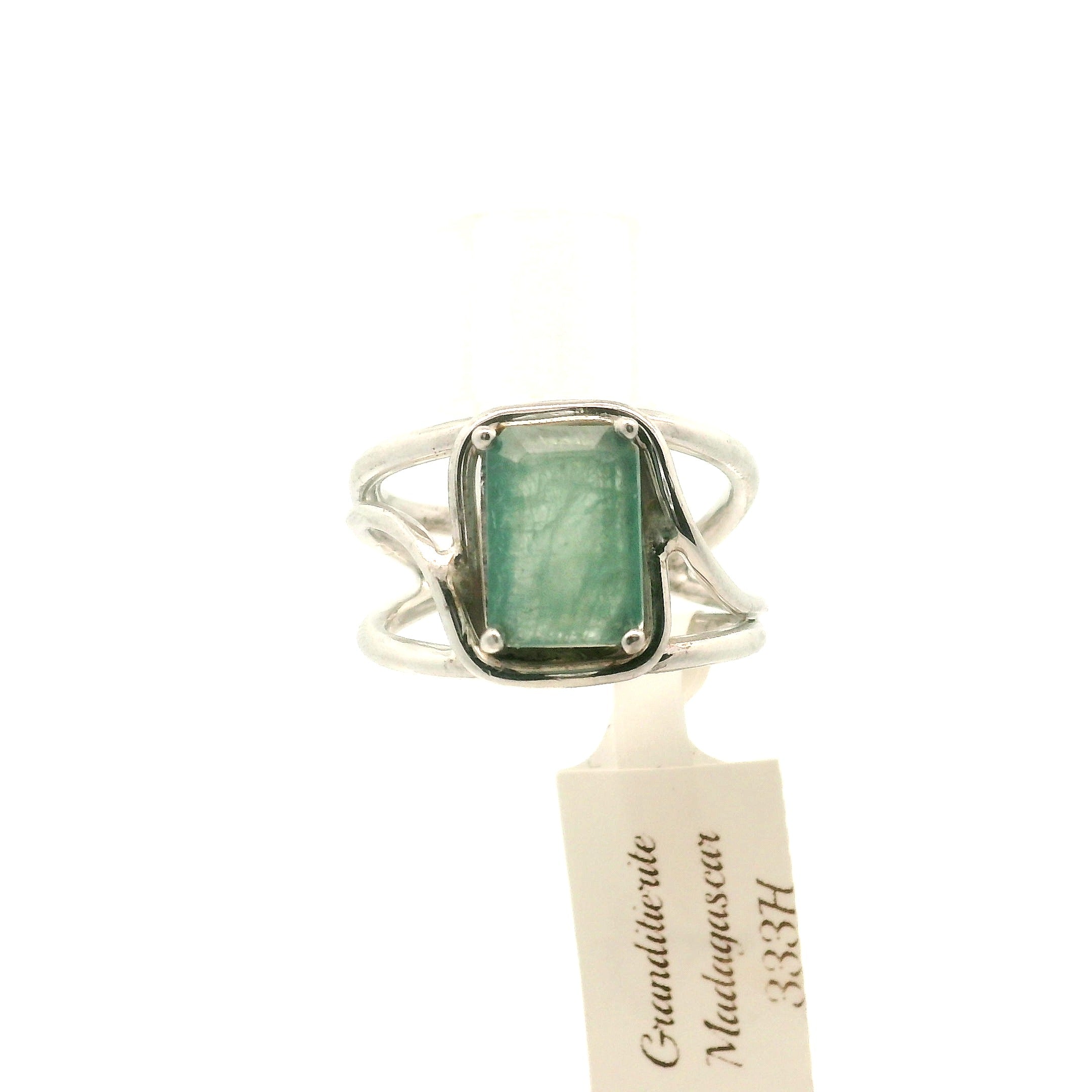 Grandidierite Faceted Cuff Ring .925 Silver for Enhancing Intuitive Communication