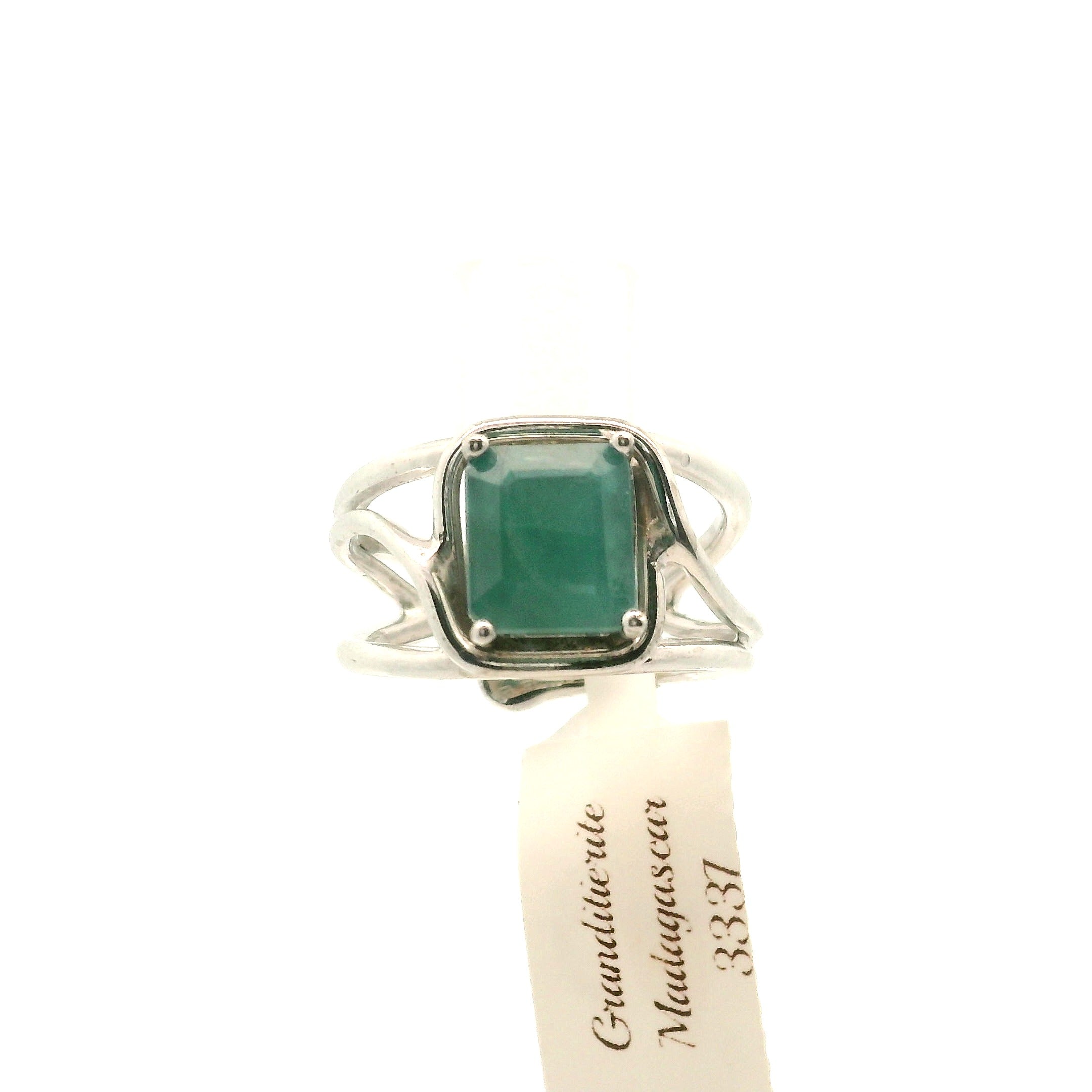 Grandidierite Faceted Cuff Ring .925 Silver for Enhancing Intuitive Communication