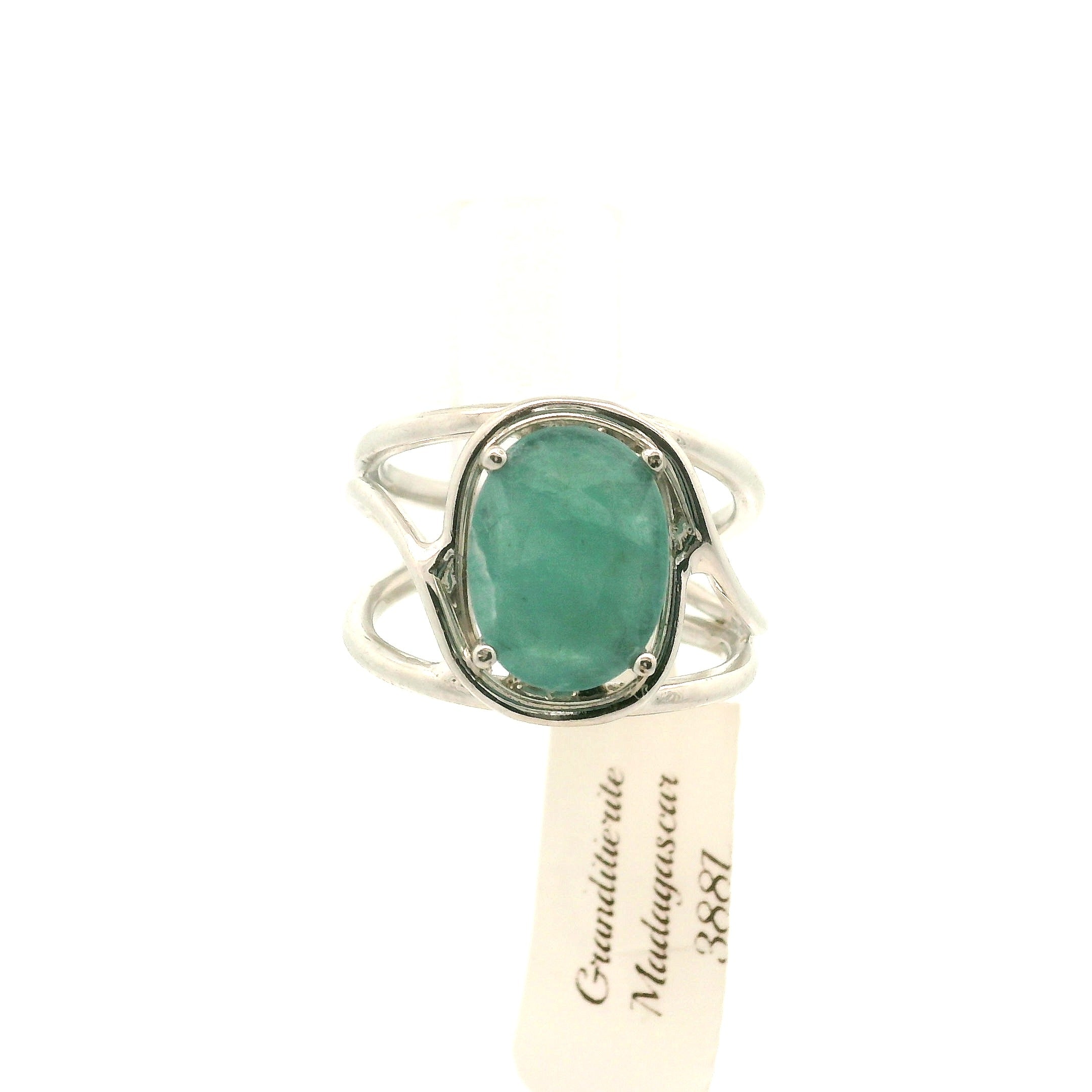 Grandidierite Faceted Cuff Ring .925 Silver for Enhancing Intuitive Communication