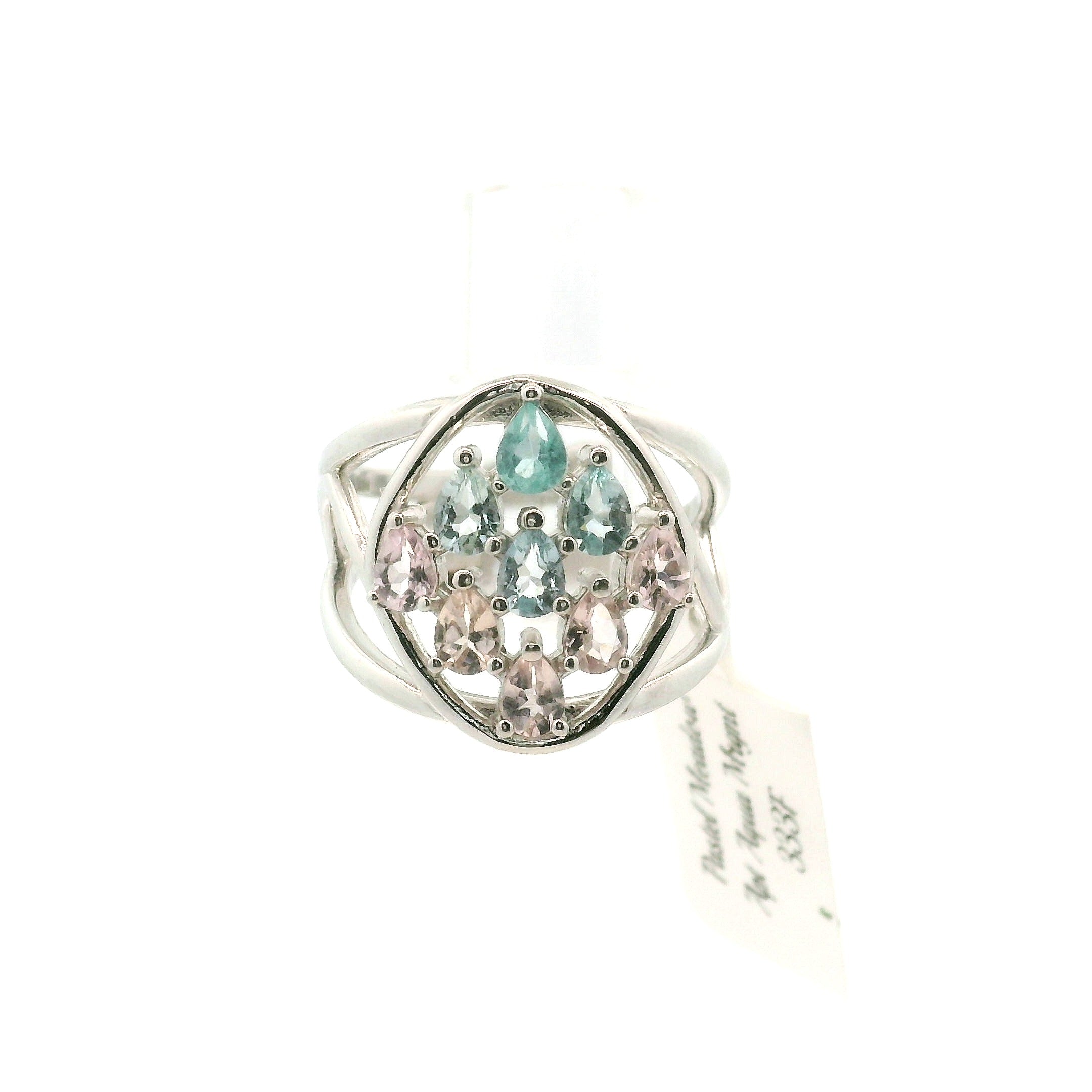 9 Stone Crystal Chandelier Cuff Ring .925 Silver for Healing, Intention Setting and Manifesting your Desires