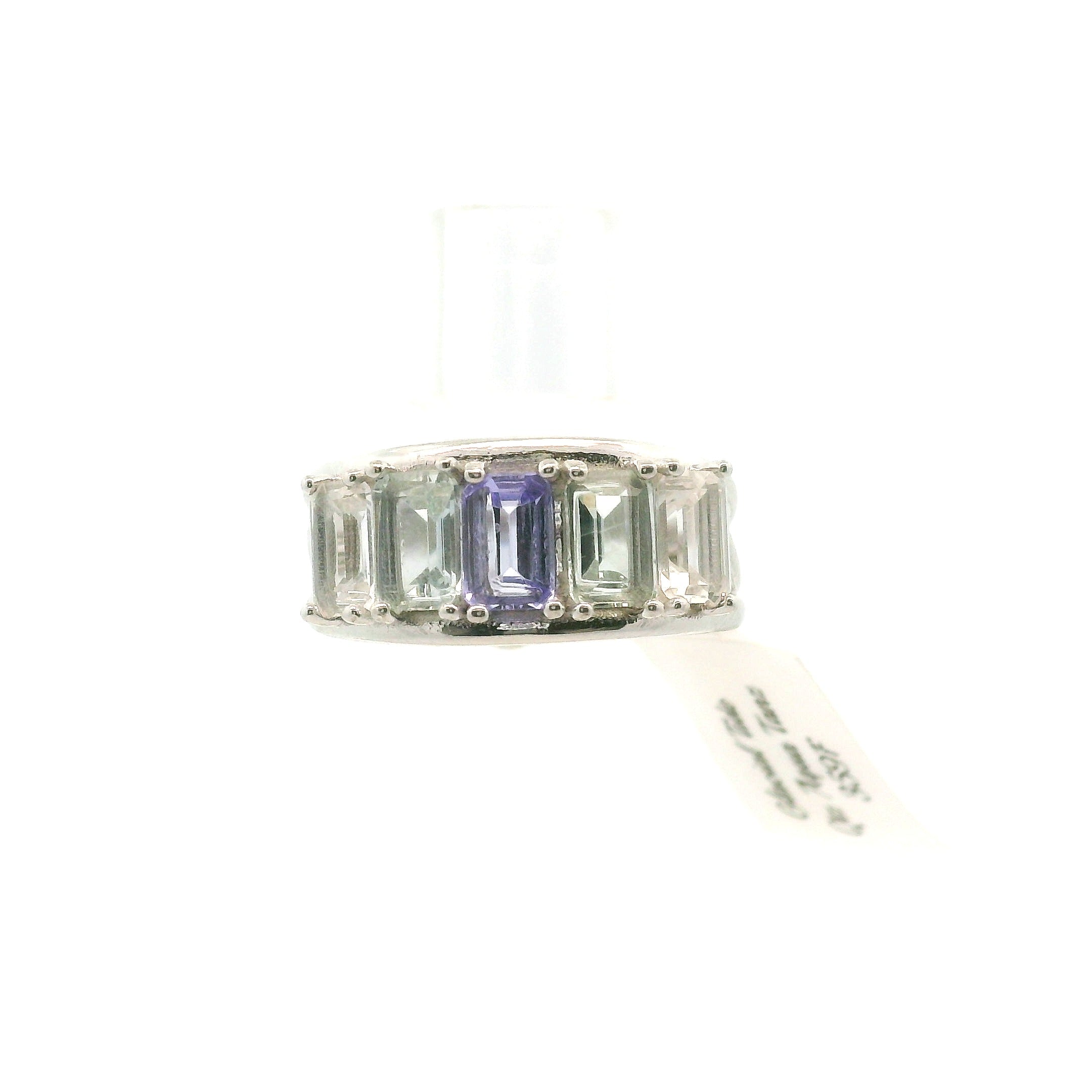Multi Stone Emerald Cut Stacker Cuff Ring .925 Silver for Healing, Intention Setting and Manifesting your Desires