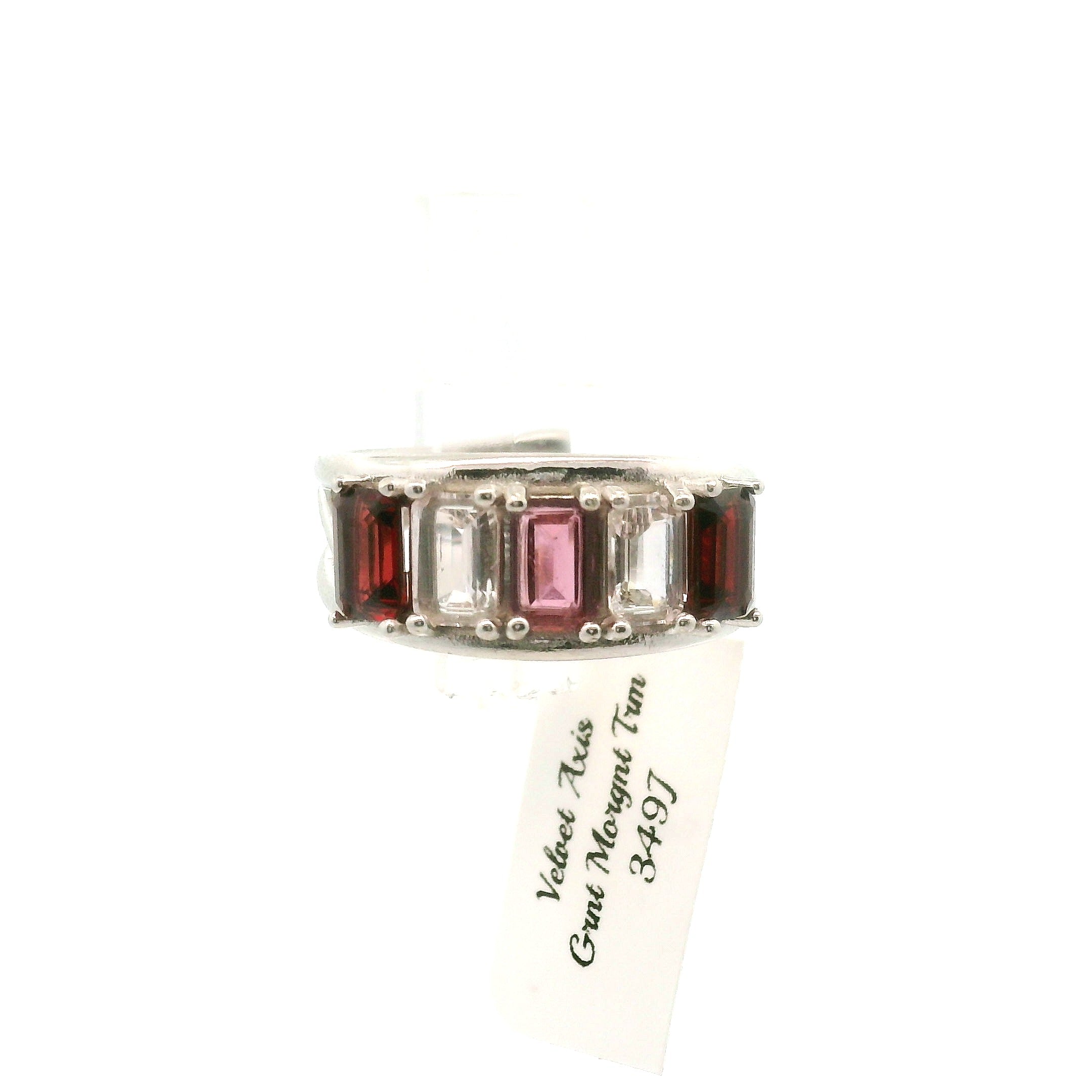 Multi Stone Emerald Cut Stacker Cuff Ring .925 Silver for Healing, Intention Setting and Manifesting your Desires