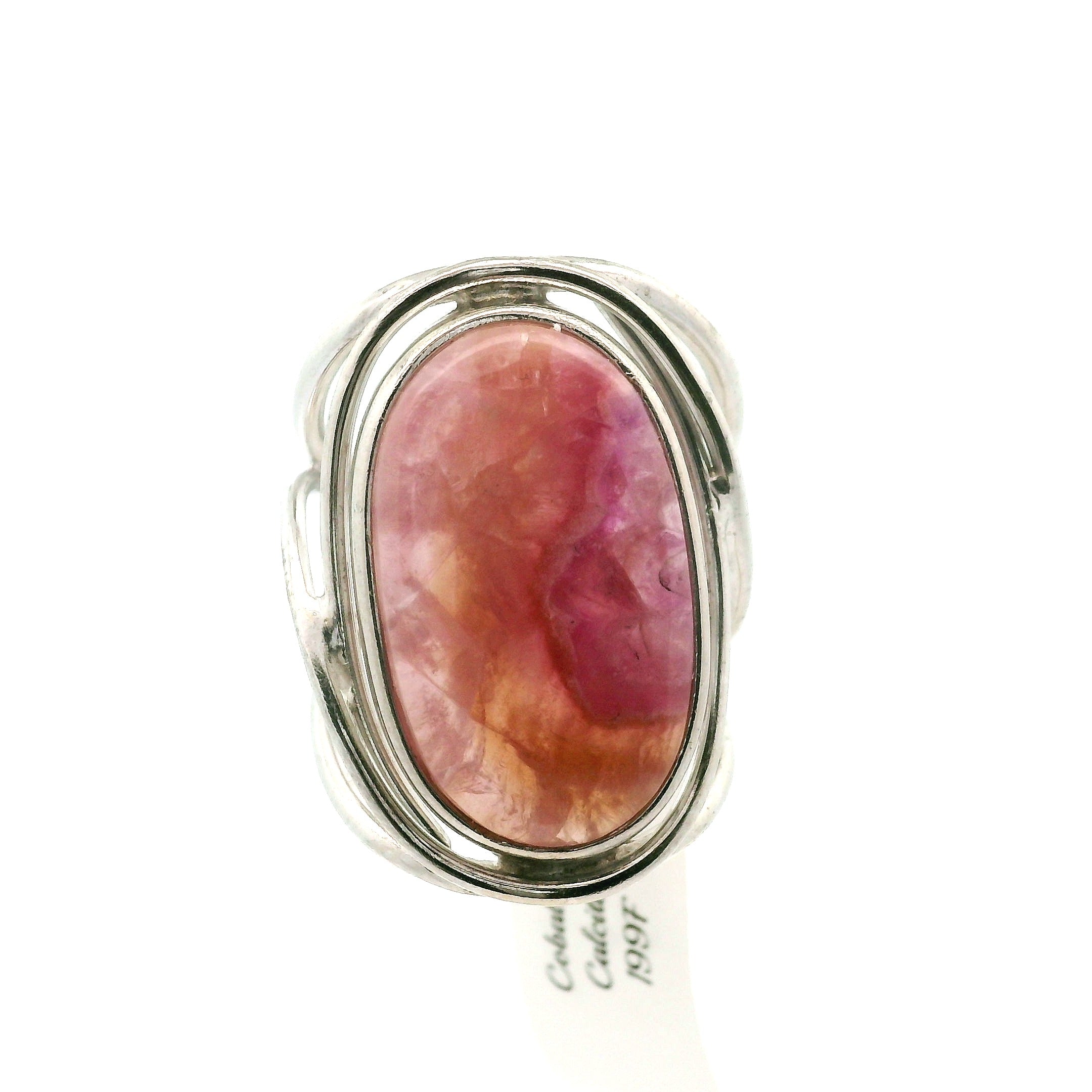 Cobalto Calcite Cuff Ring .925 Silver for Compassion, Emotional Healing, Harmony and Forgiveness