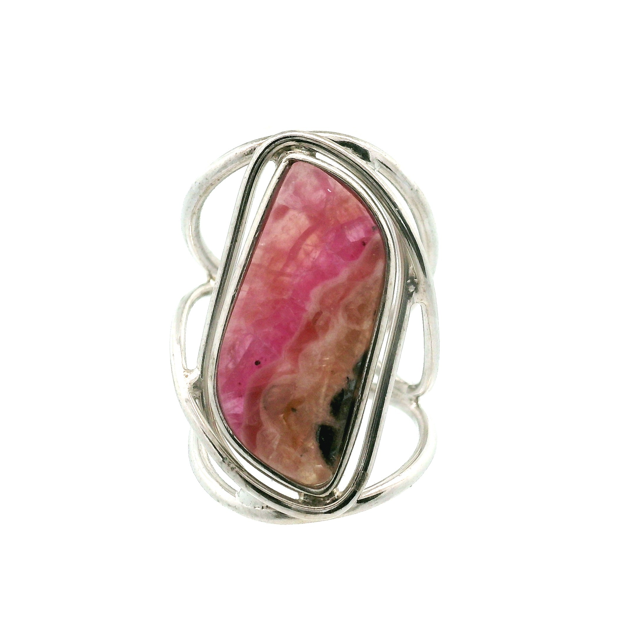 Cobalto Calcite Cuff Ring .925 Silver for Compassion, Emotional Healing, Harmony and Forgiveness
