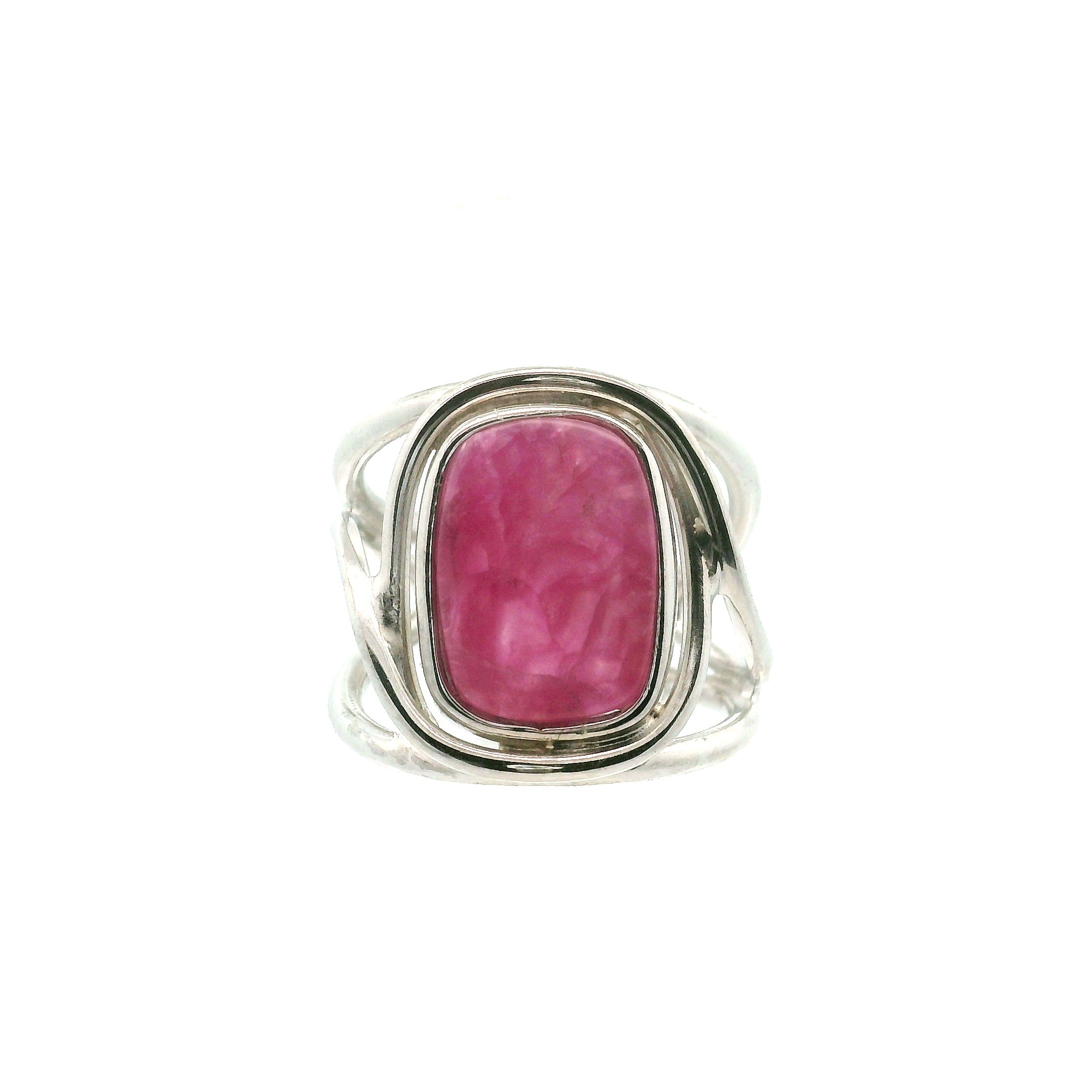 Cobalto Calcite Cuff Ring .925 Silver for Compassion, Emotional Healing, Harmony and Forgiveness