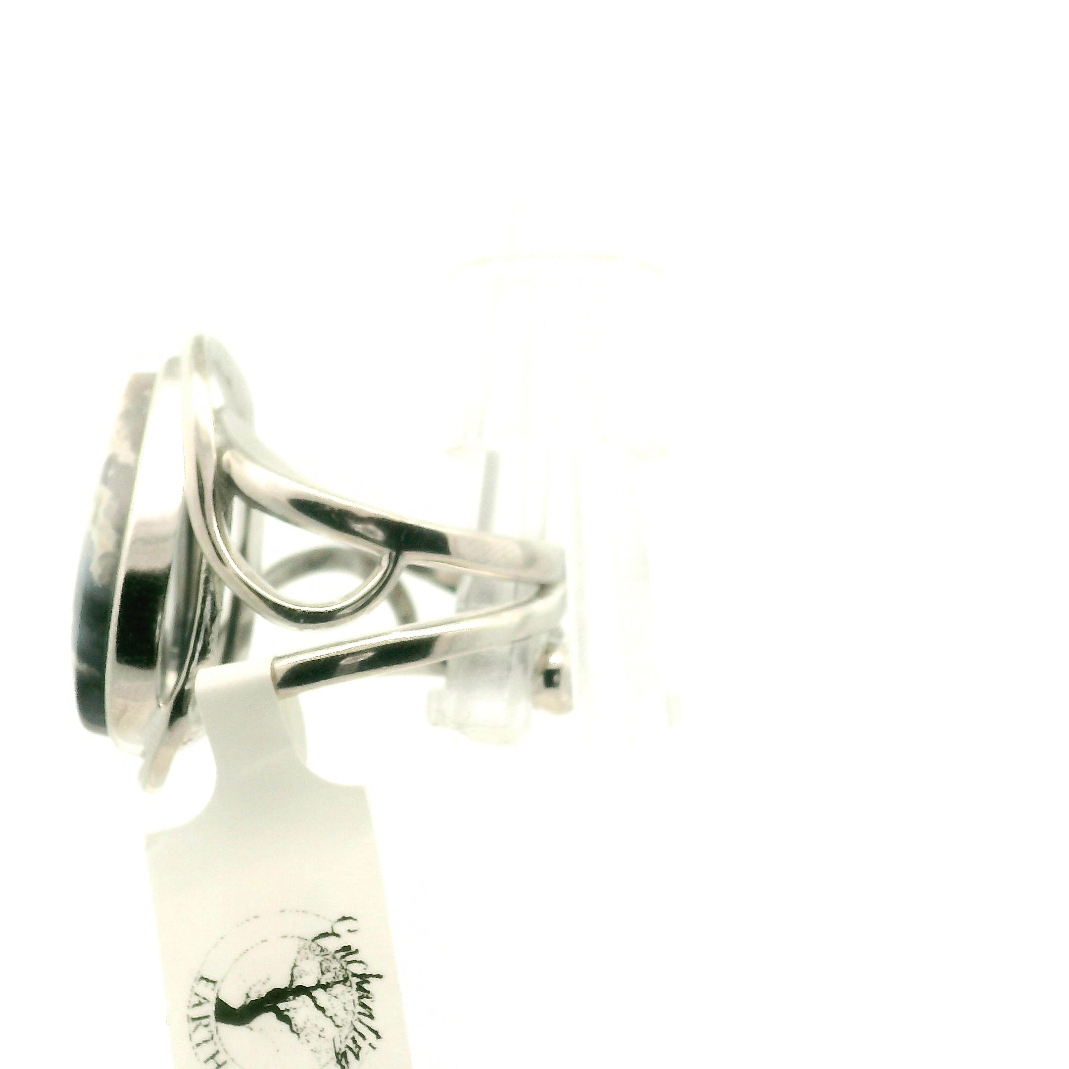 Silver Plume Agate Cuff Ring for Peace and Soothing Stress