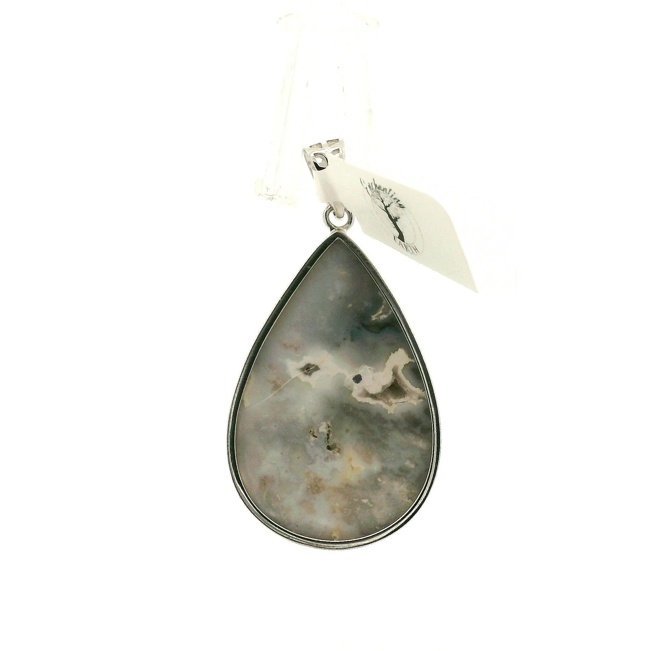 Silver Plume Agate Pendant for Peace and Soothing Stress