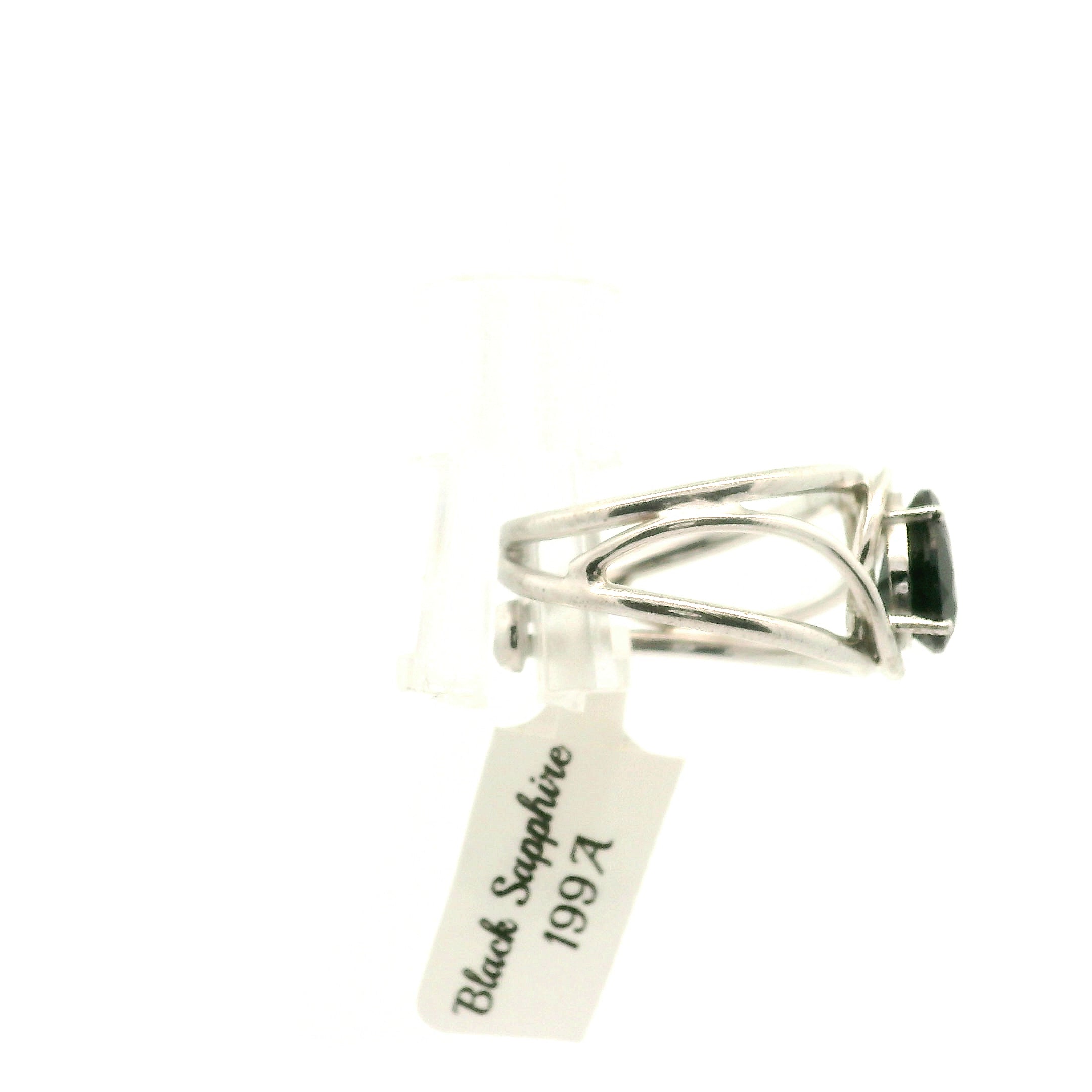 Black Sapphire Ring Cuff for Good Luck, Prosperity and Protection
