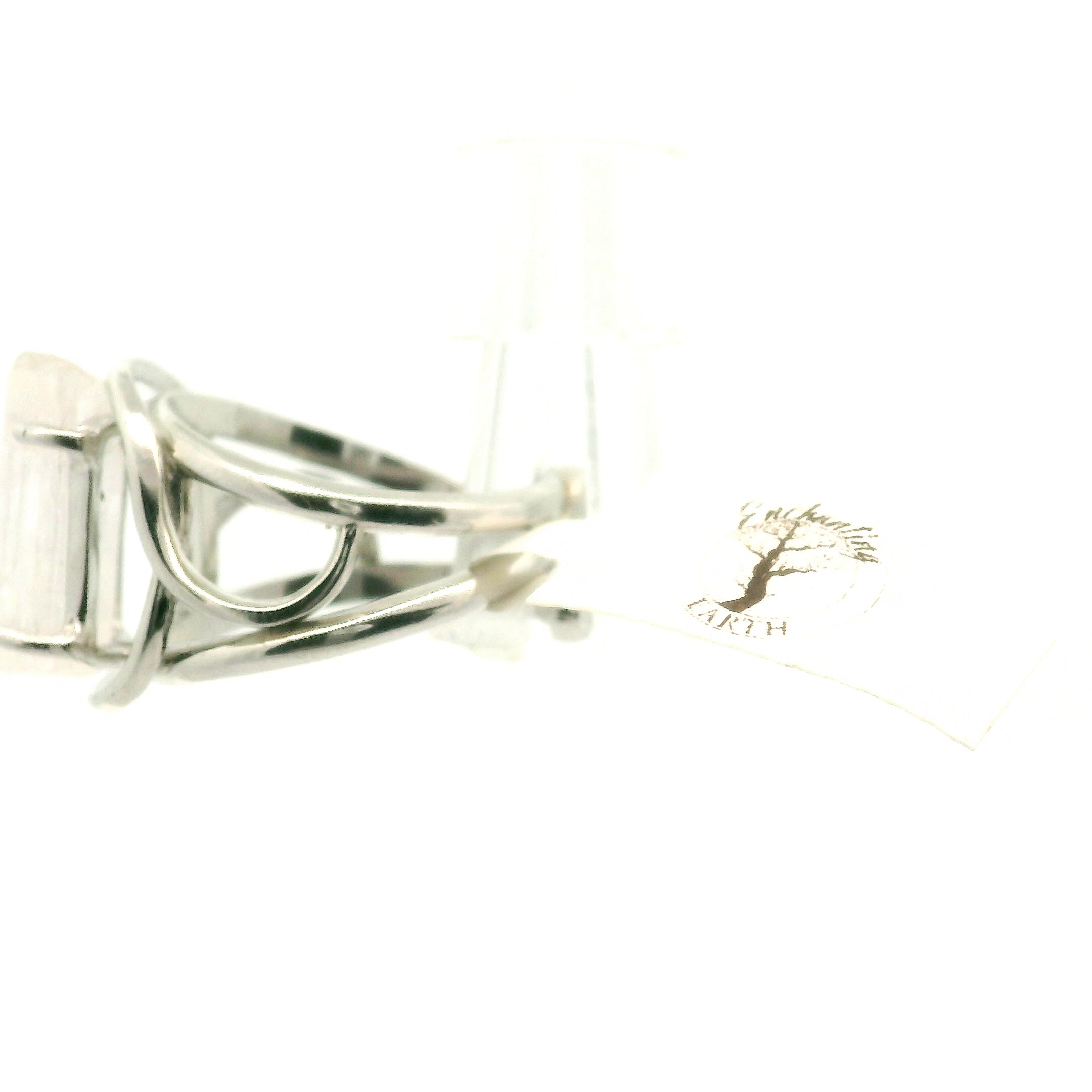 Danburite Cuff Ring .925 Silver for Connection with Higher Realms, Peace and Self Acceptance