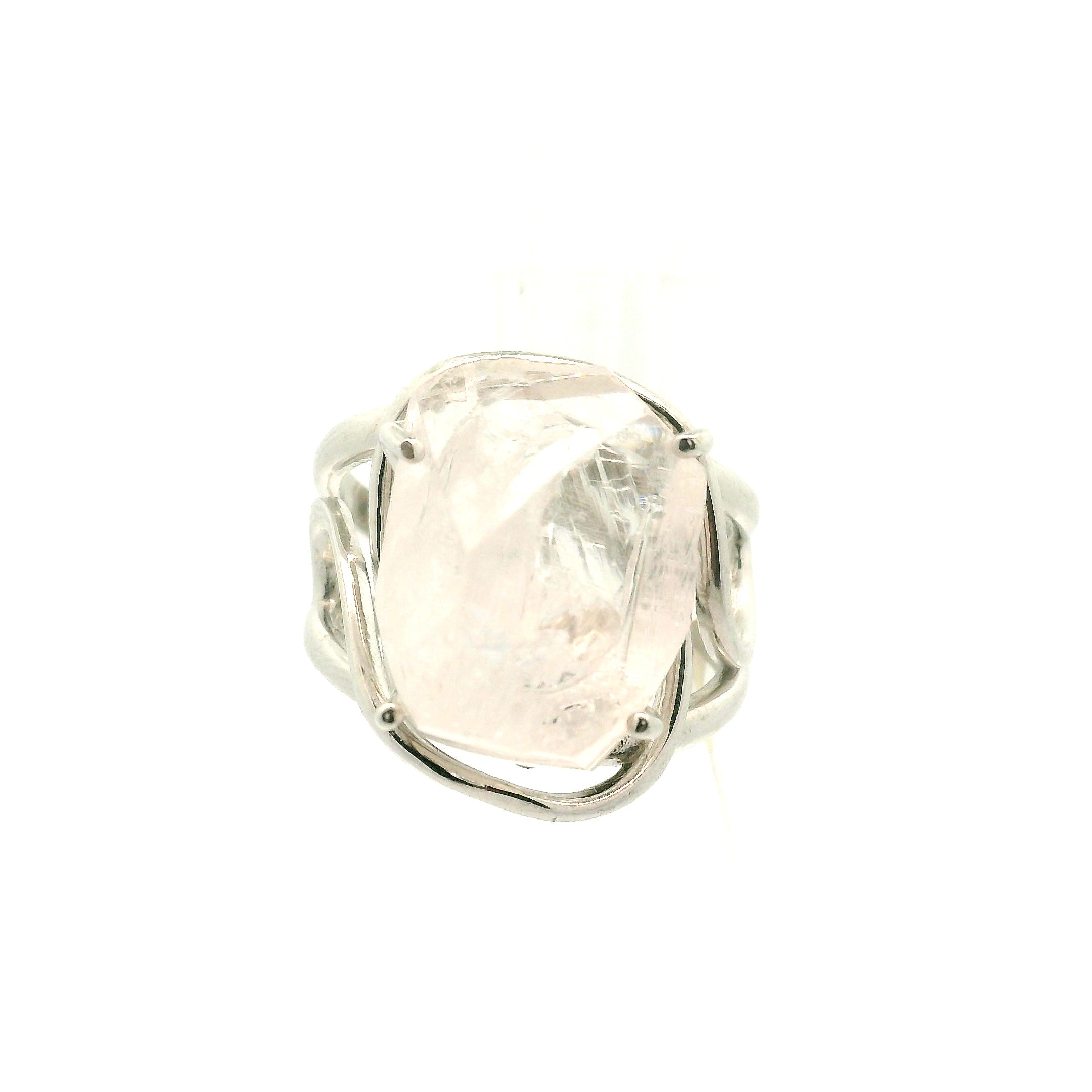 Danburite Cuff Ring .925 Silver for Connection with Higher Realms, Peace and Self Acceptance