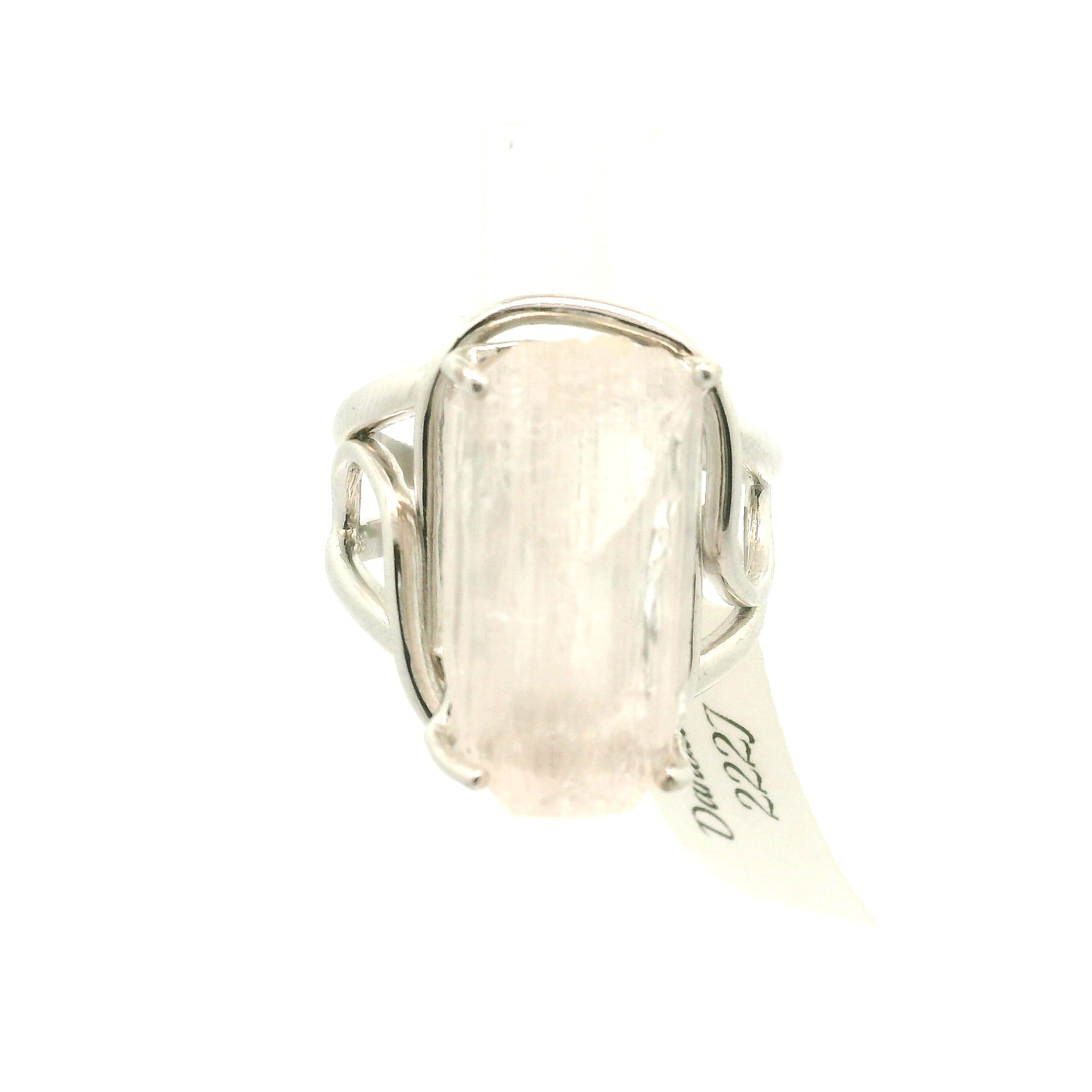 Danburite Cuff Ring .925 Silver for Connection with Higher Realms, Peace and Self Acceptance