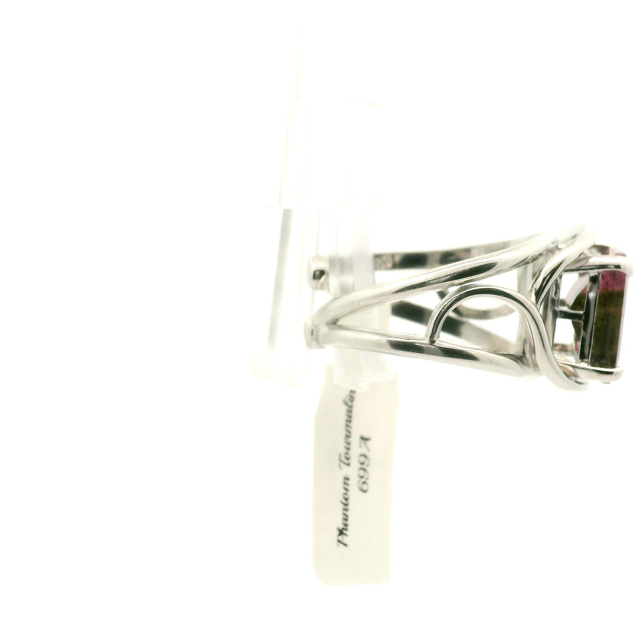 Phantom Tourmaline Cuff Ring .925 Silver for Awareness, Communication and Meditation